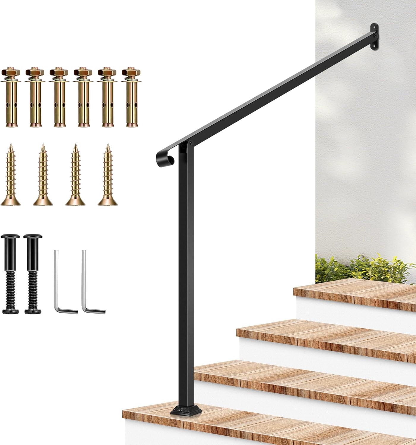 VIVOSUN Outdoor Handrail for 1 to 4 Steps, Durable Iron Railing