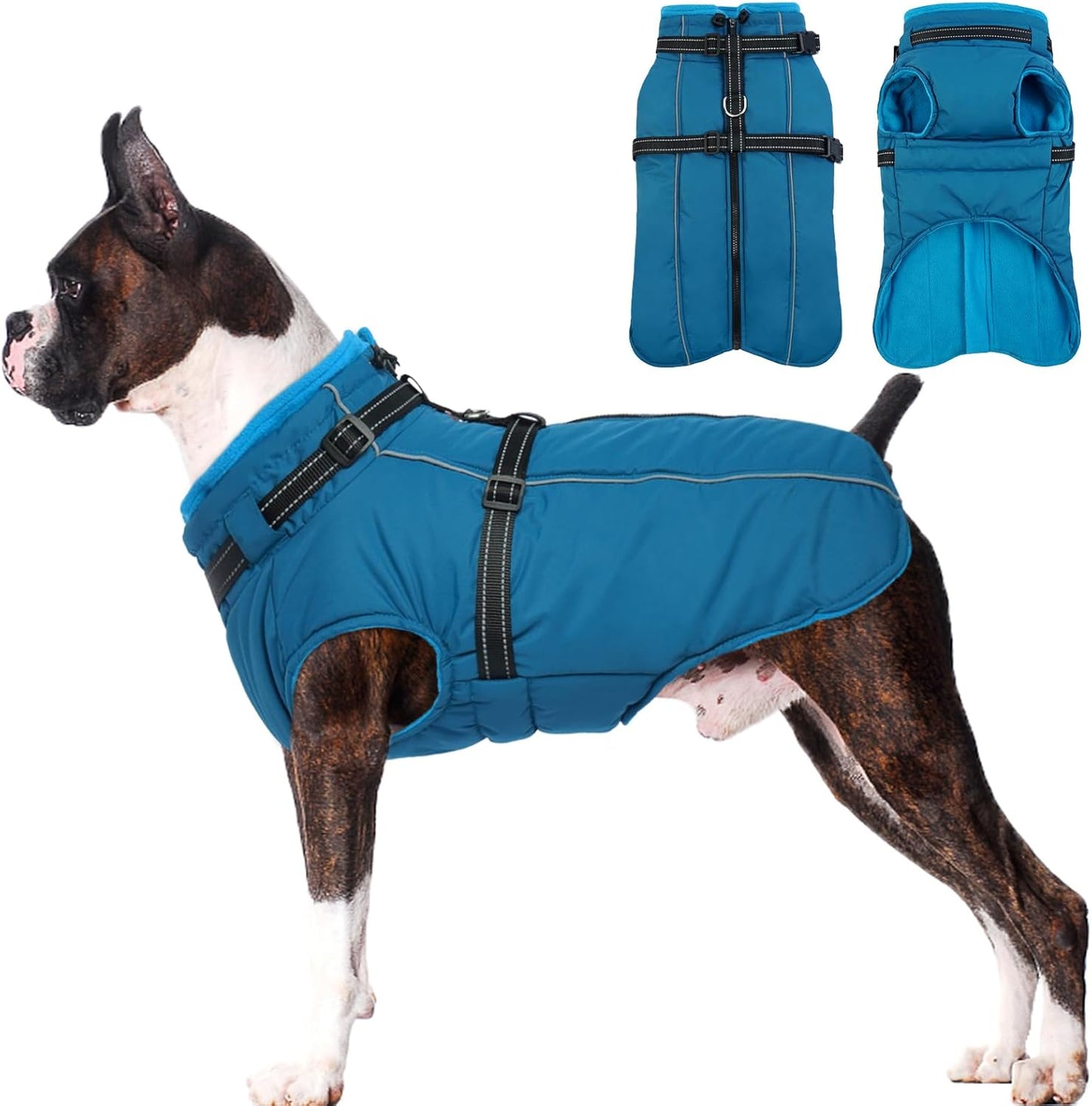 LeLePet Waterproof Dog Jacket with Built-in Harness