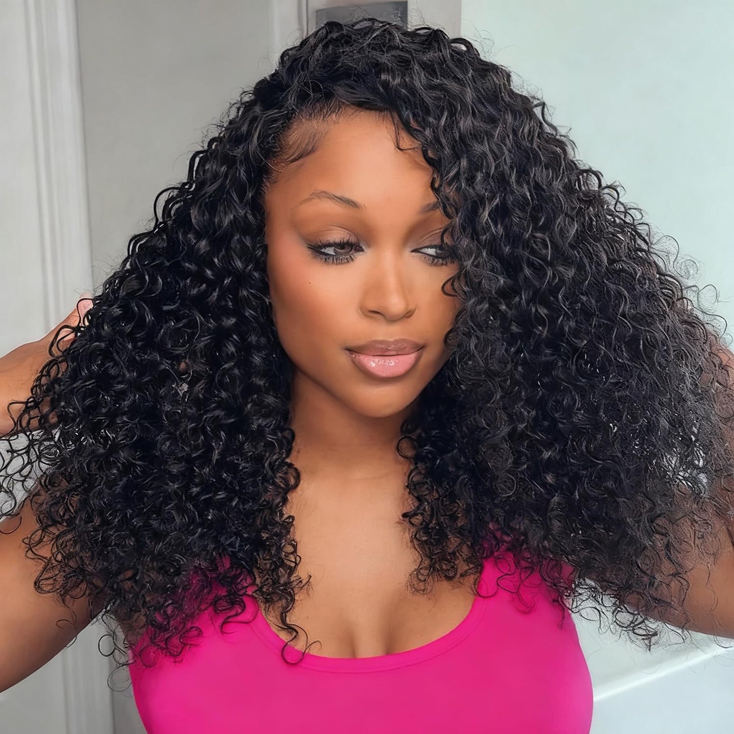 Half Wig Human Hair 200% Density Water Wave for Easy Styling