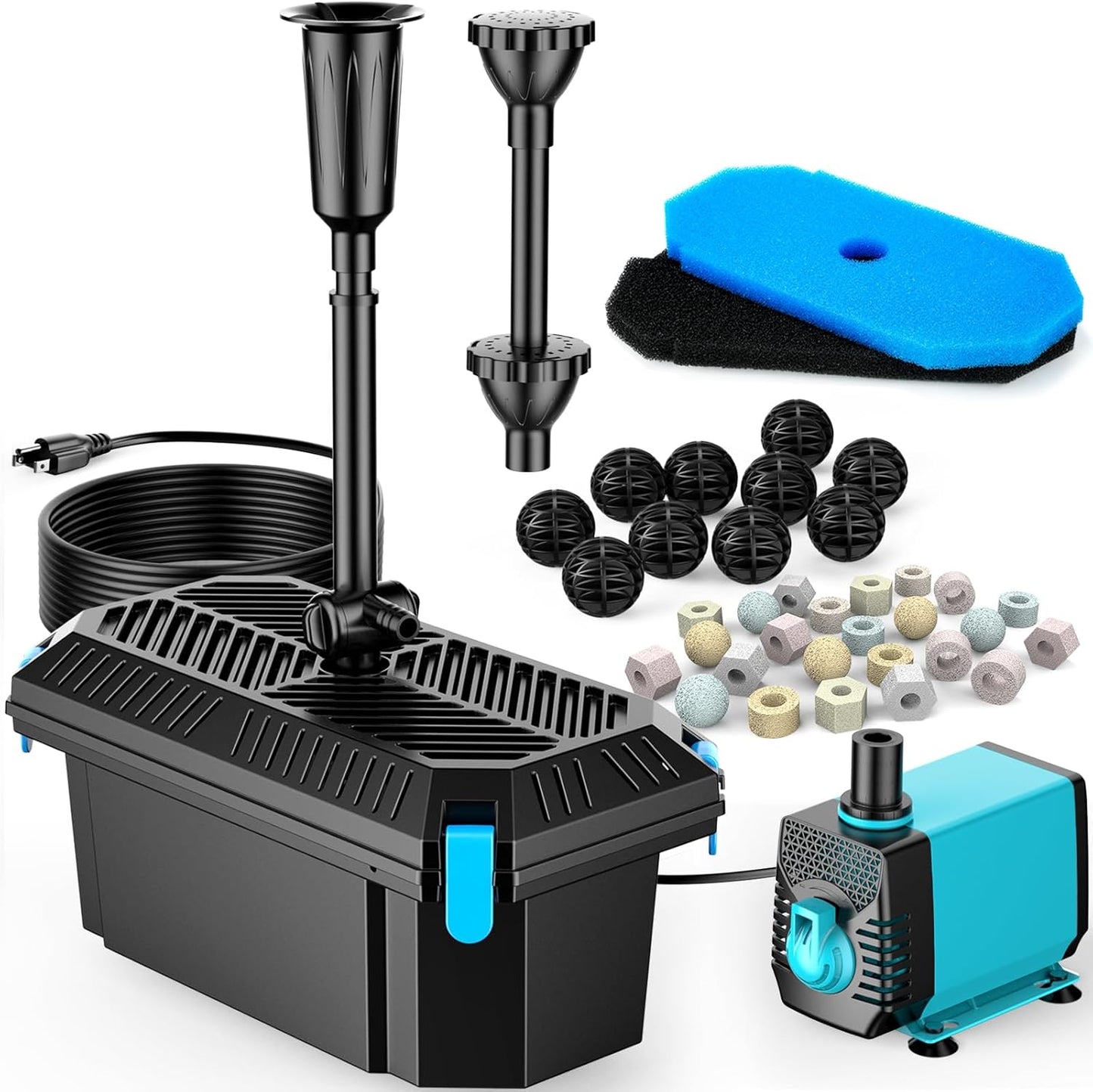 POPOSOAP Pond Filter with Pump Fountain Kits for Clear Water