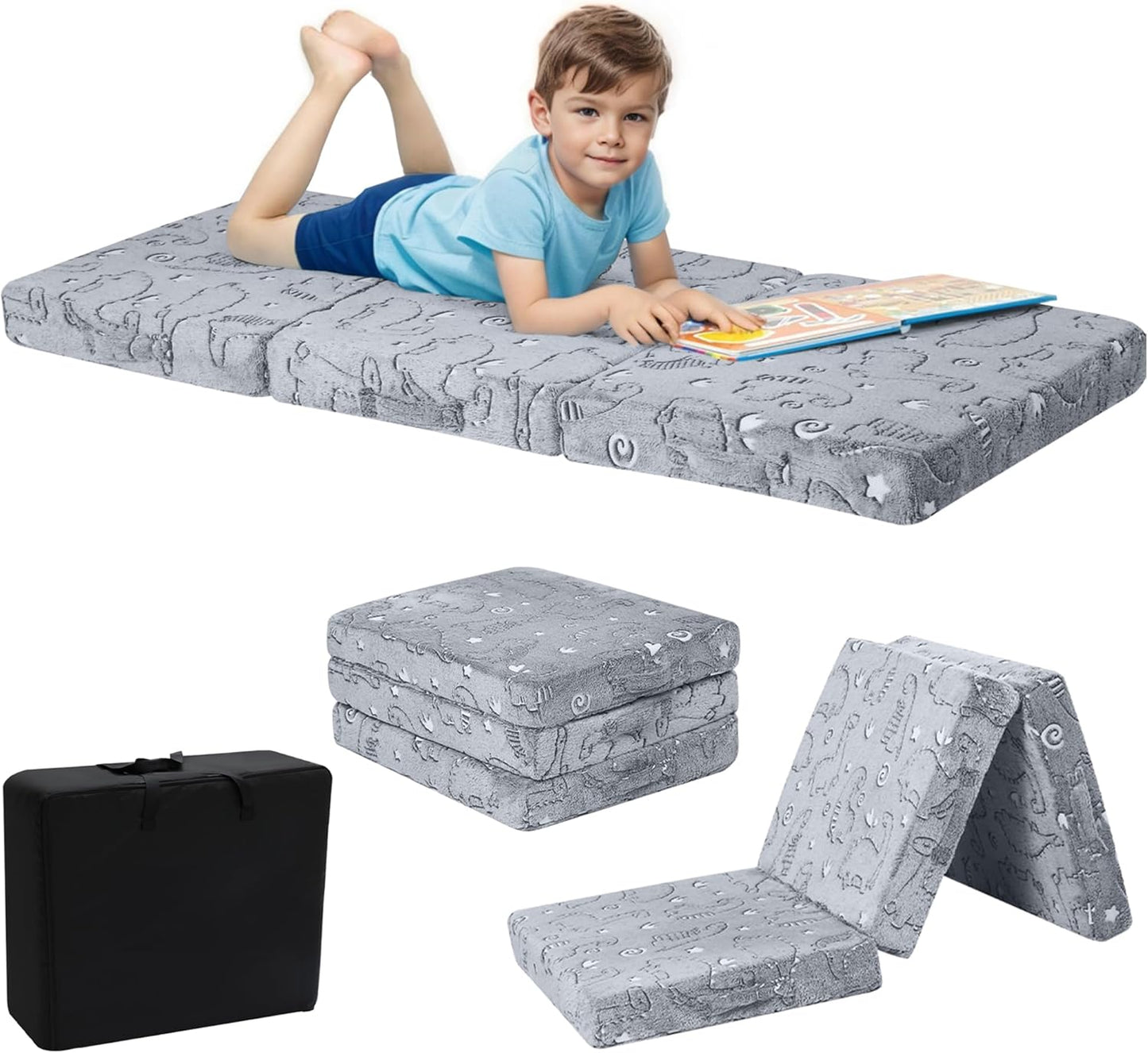 Glow Dinosaur Foldable Floor Mattress for Kids by MeMoreCool