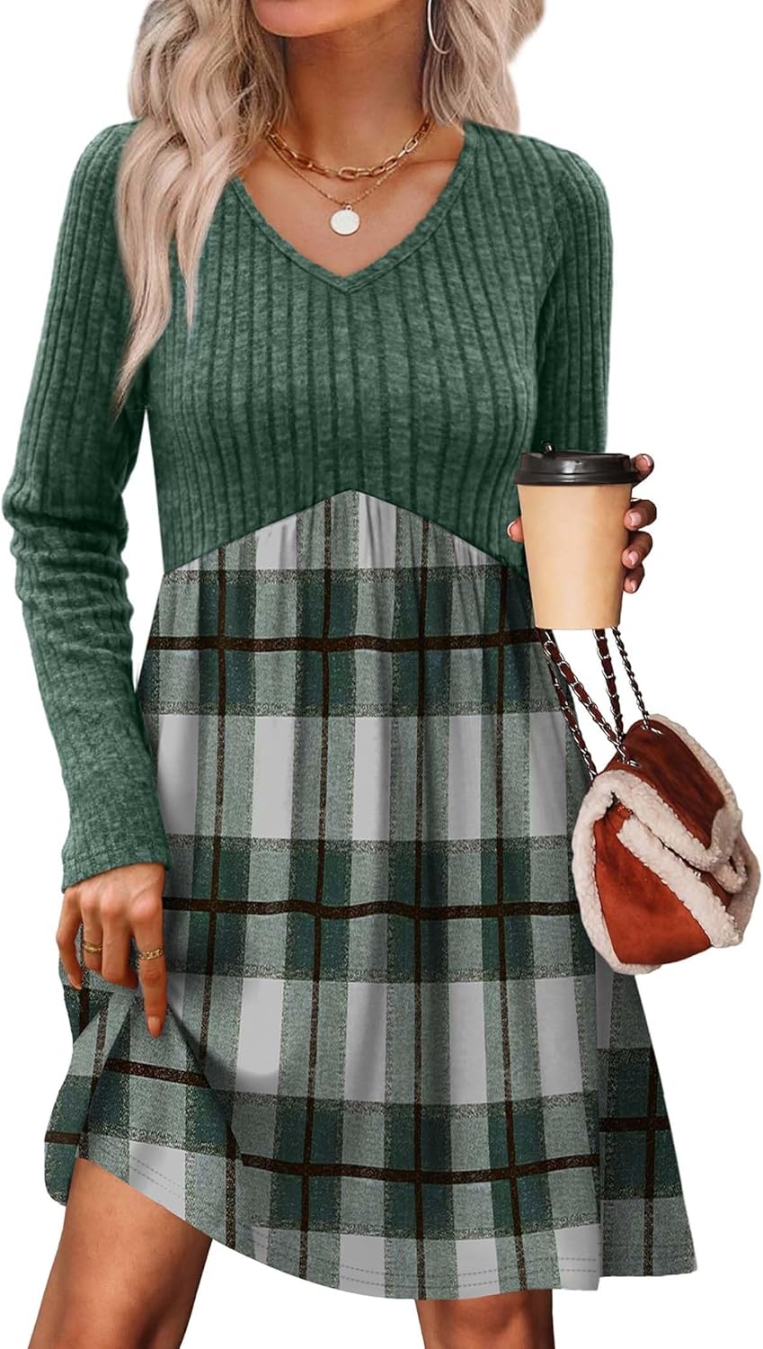 OFEEFAN Long Sleeve Sweater Dress for Stylish Fall Fashion