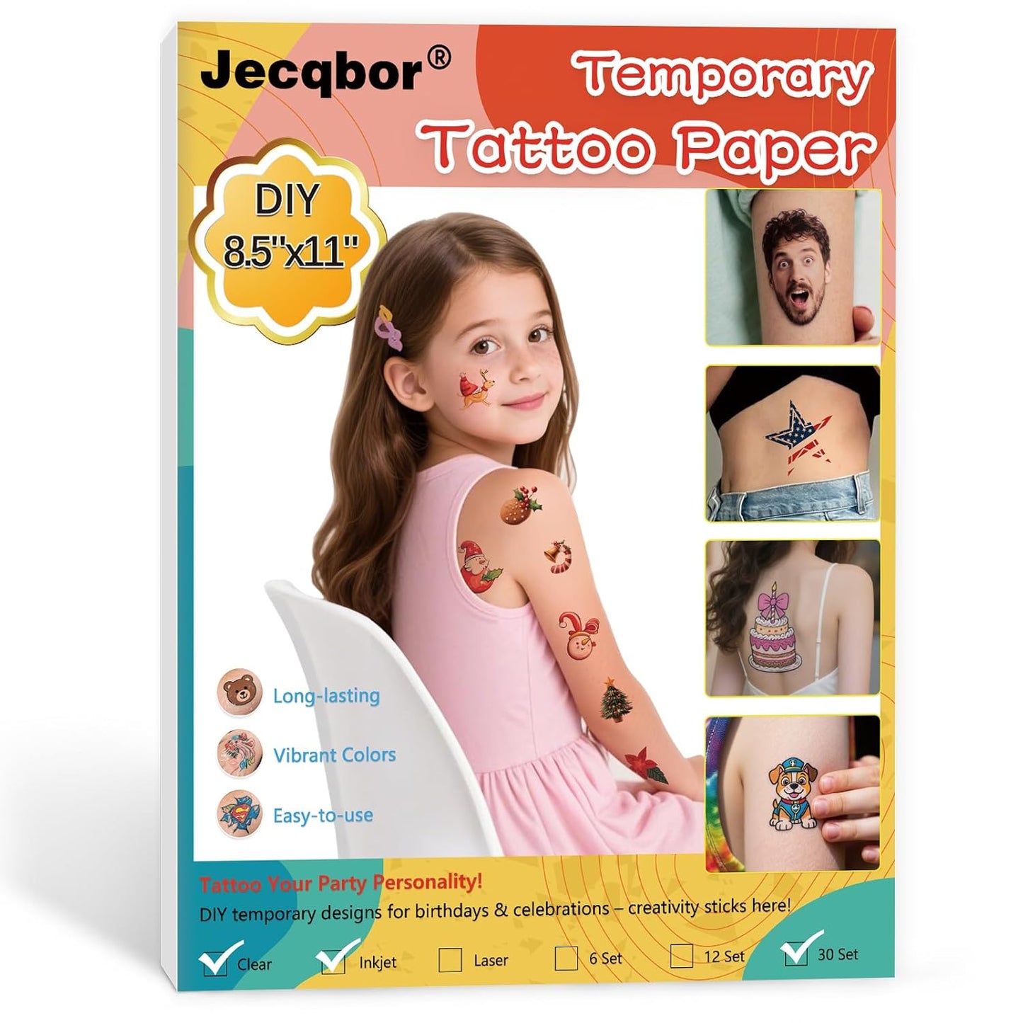 Printable Temporary Tattoo Paper for INKJET Printers - 30 Sets