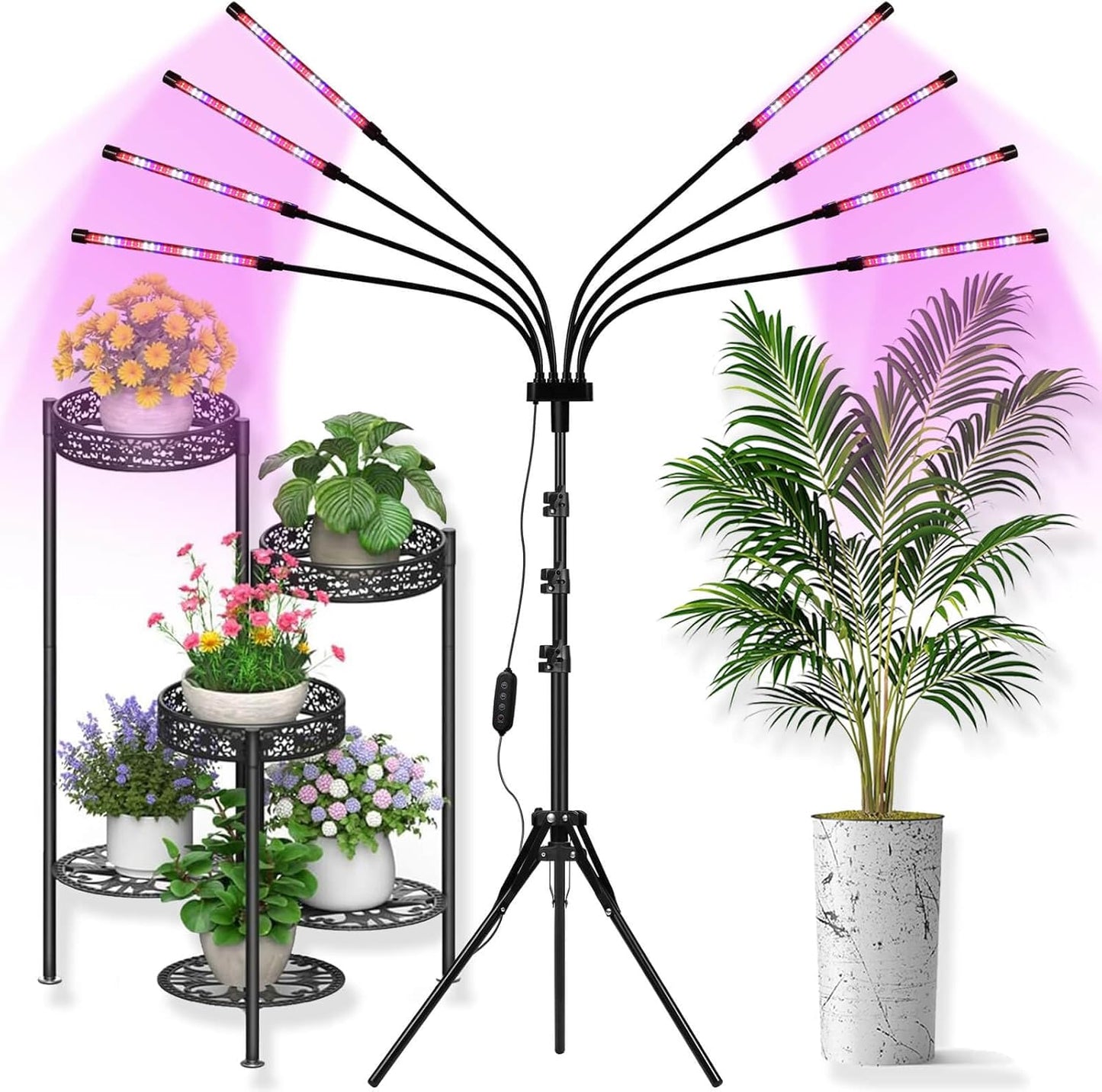 LED Grow Lights for Indoor Plants with Tripod Stand and Timer