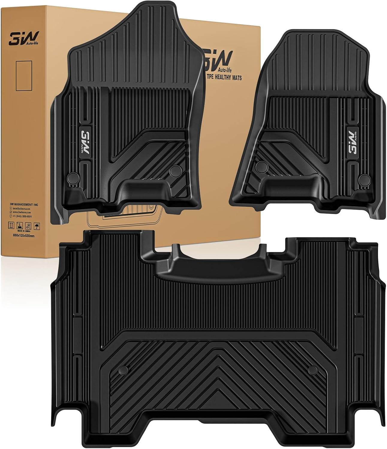 3W Floor Mats for 2019-2024 Dodge Ram 1500 Crew Cab Models