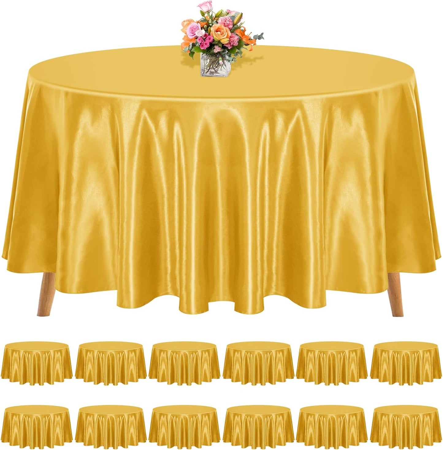 120 Inch Gold Round Tablecloths for Elegant Dining Events