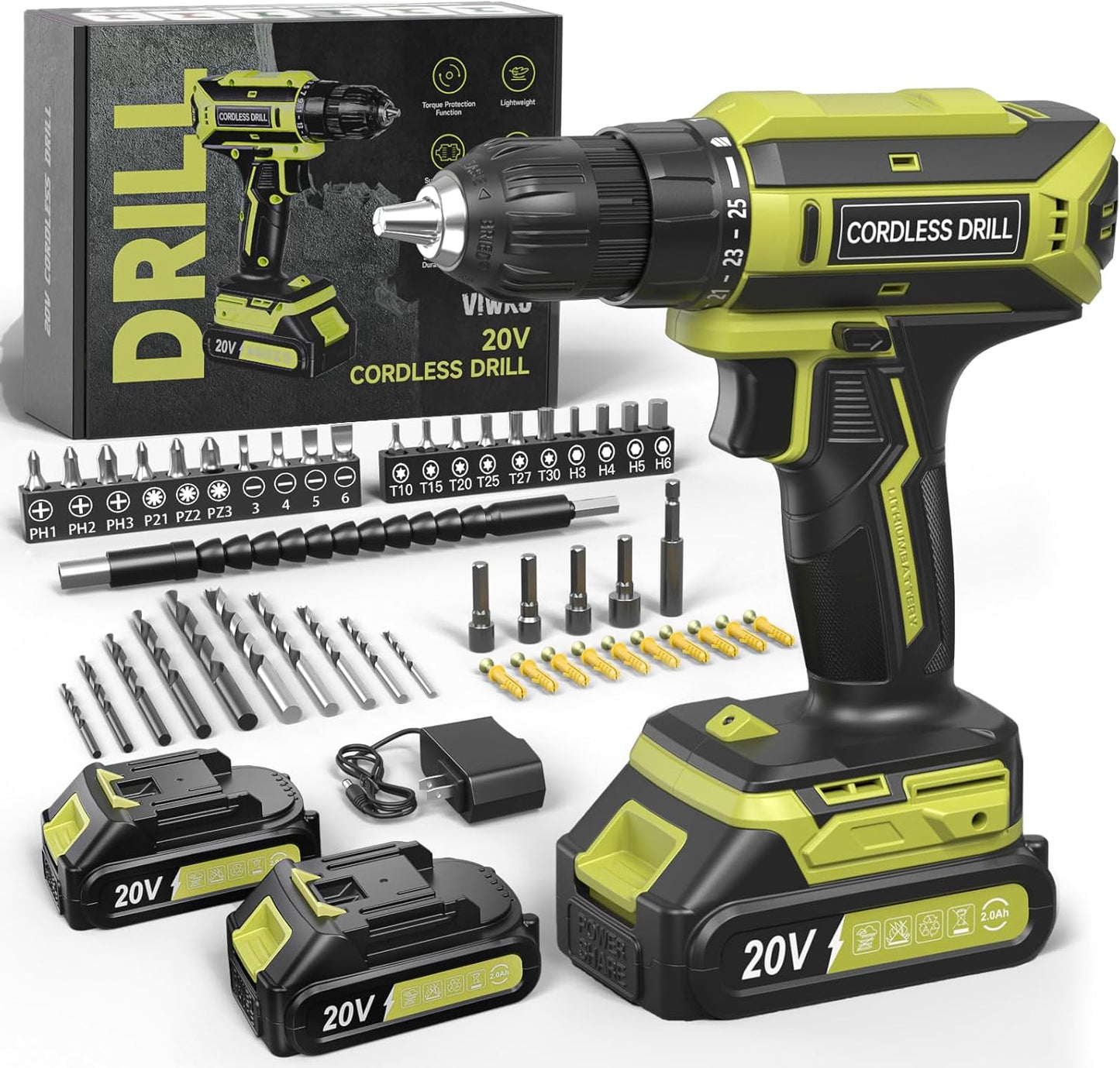 Cordless Drill Set with Dual Power Pack for Home Projects
