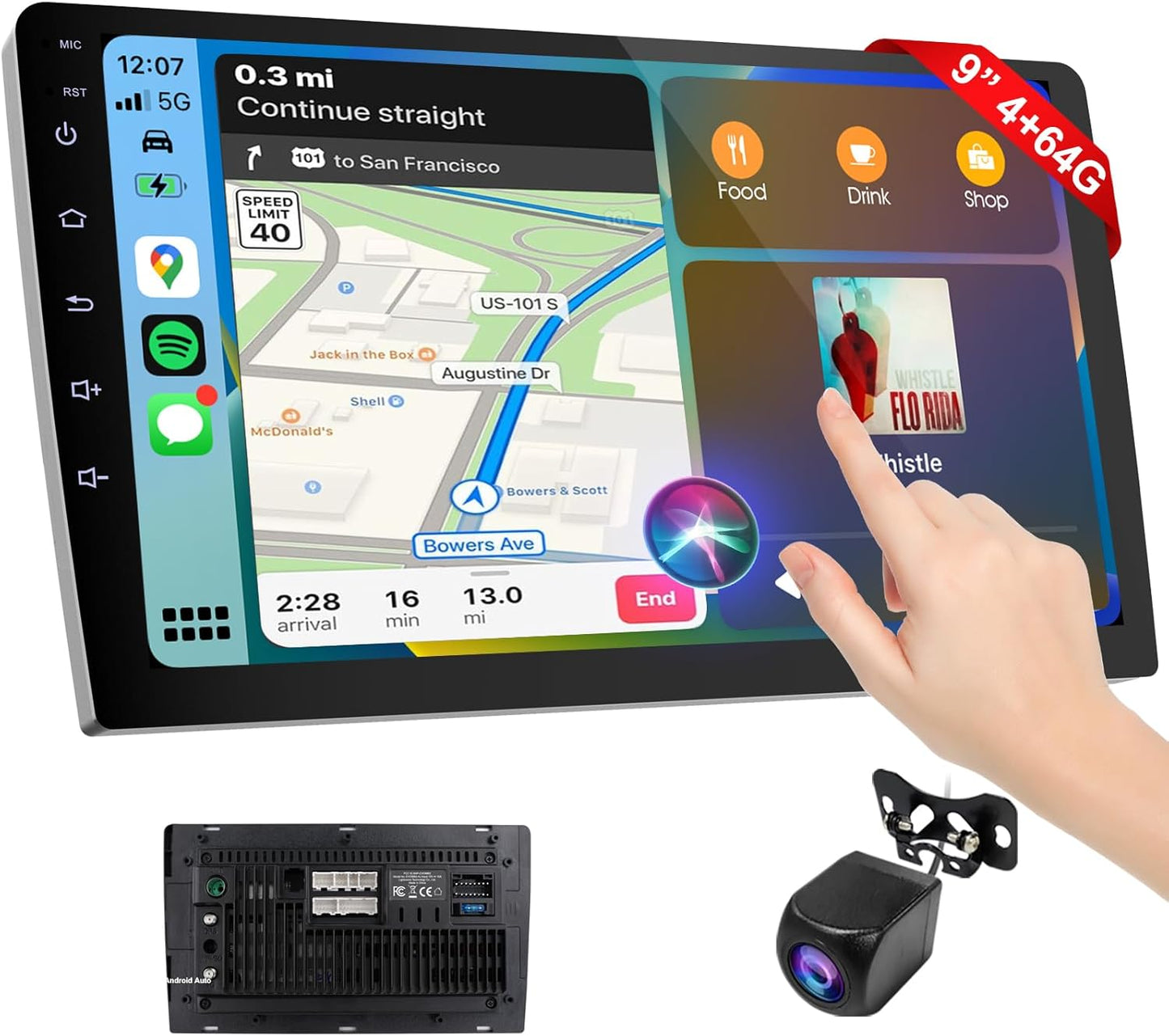 Wireless Double Din Car Stereo with Apple CarPlay and Android Auto