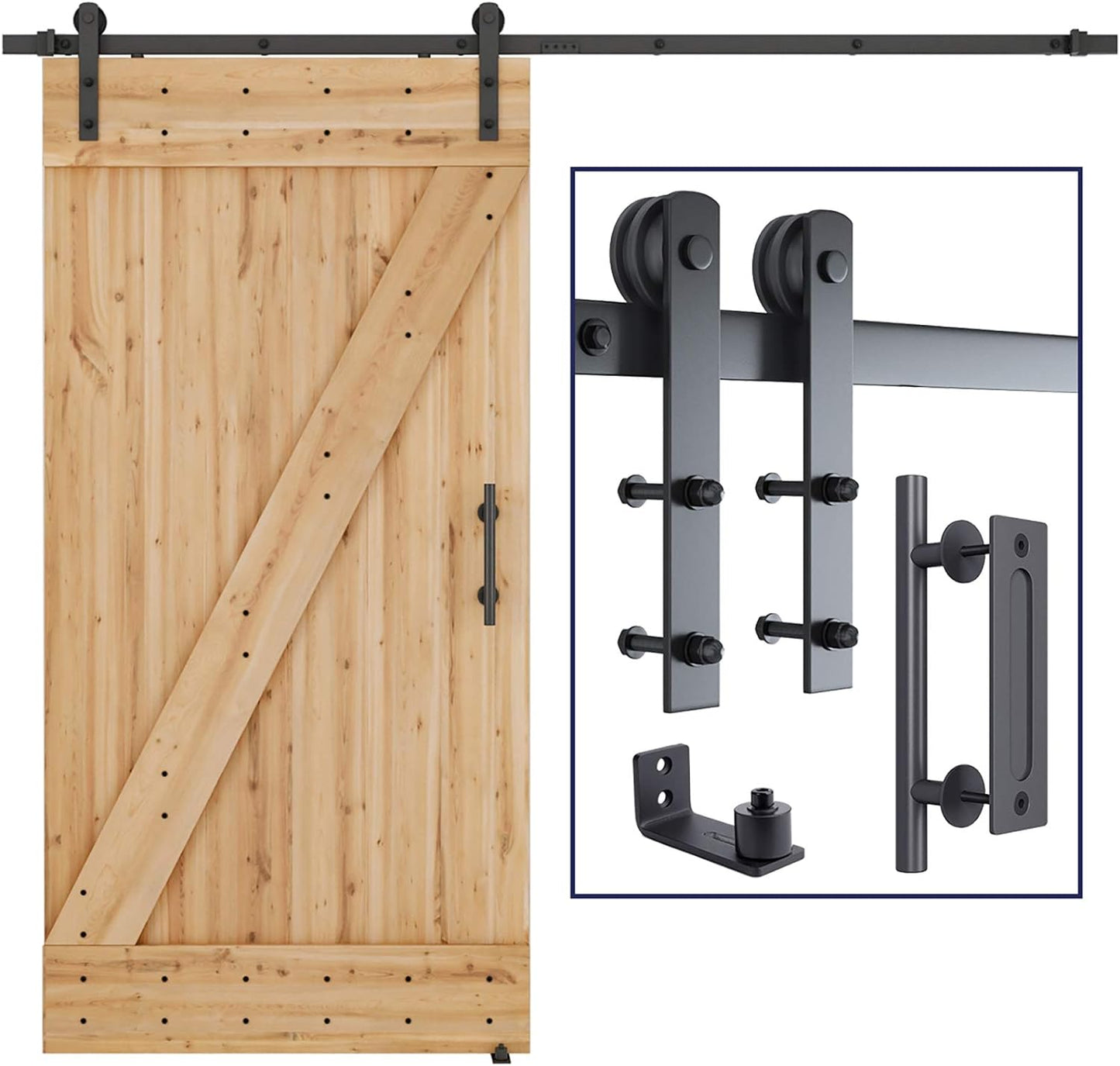 SMARTSTANDARD 8 FT Heavy Duty Sliding Barn Door Hardware Kit