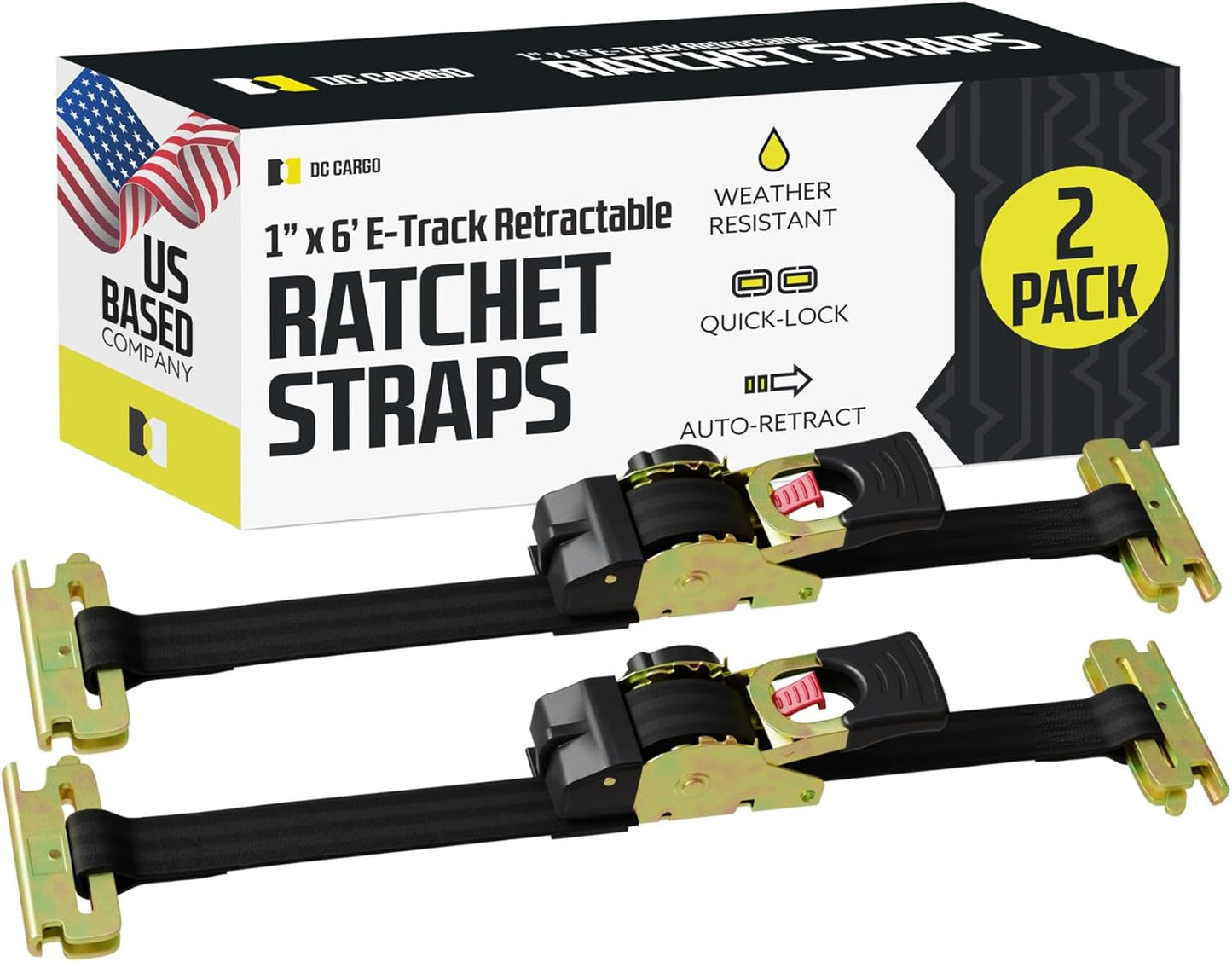 E Track Retractable Ratchet Tie Down Straps for Secure Transport