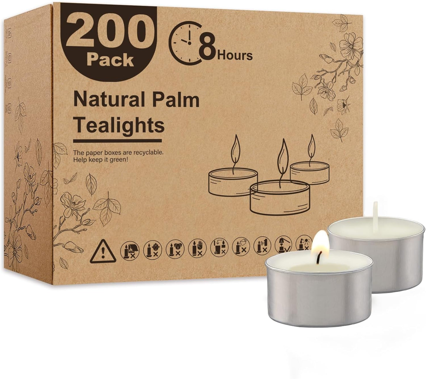 Unscented Palm Tea Lights Candles for Weddings and Parties