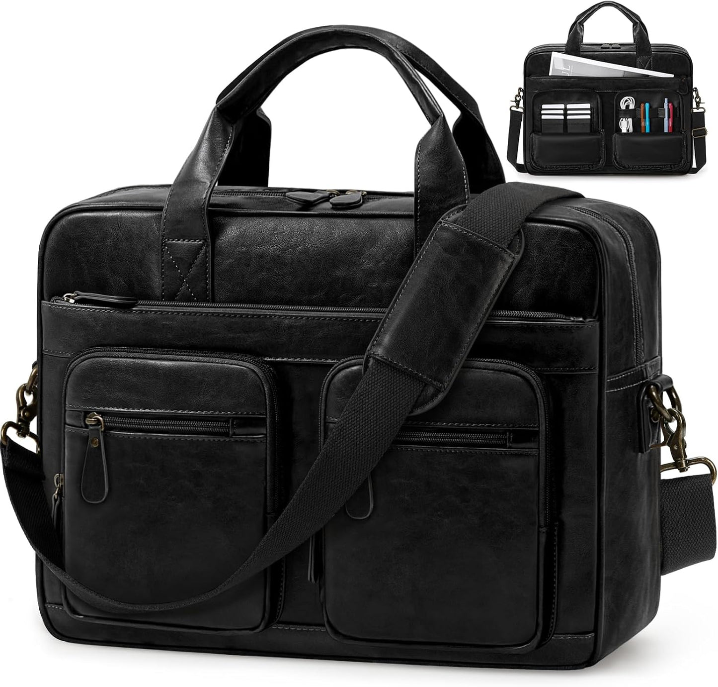 RAINSMORE Vintage Messenger Bag for Men - Waterproof Laptop Bag