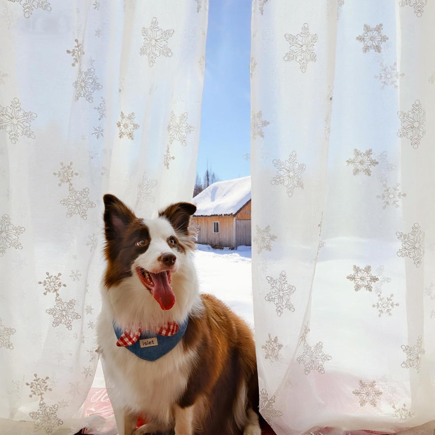 Embroidered Snowflake Sheer Curtains for Winter Holiday Decor
