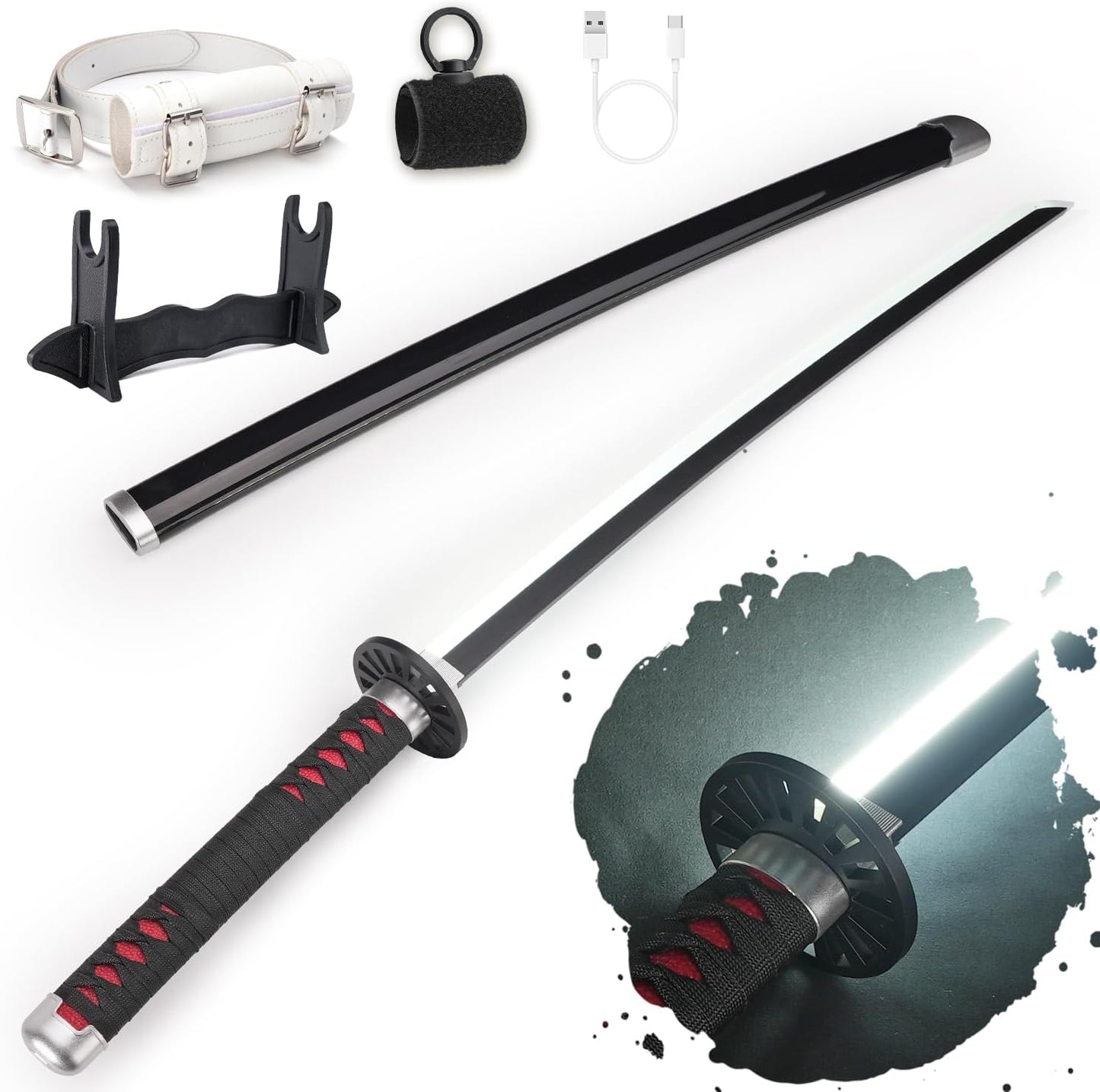 RENGENG Light Up Sword - 40 Inch Rechargeable Replica with Stand