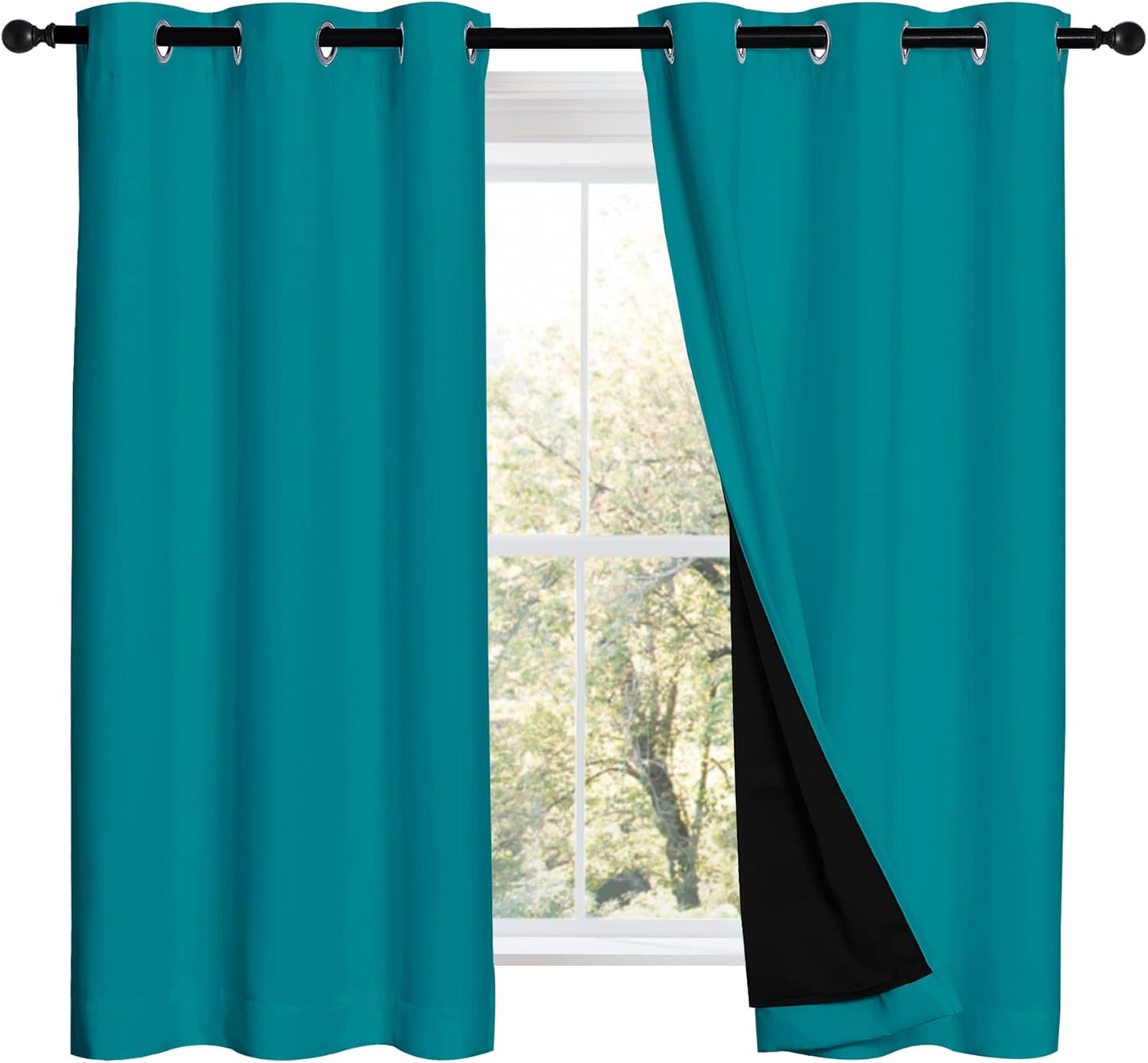 NICETOWN Peacock Teal Blackout Curtains for Total Darkness