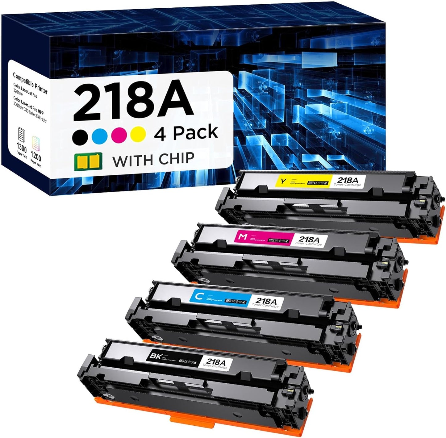 218A Toner Cartridges 4 Pack for HP Color LaserJet Printers