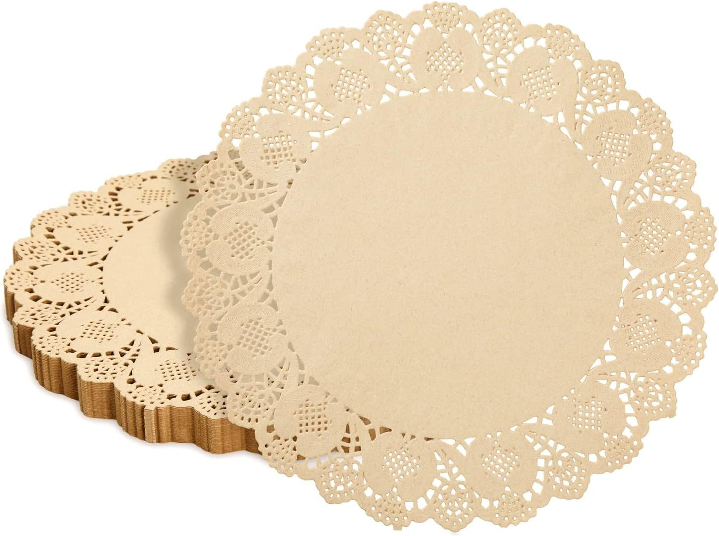 250 Pack 12 Round Light Brown Food Doilies - Elegant Dining Essential