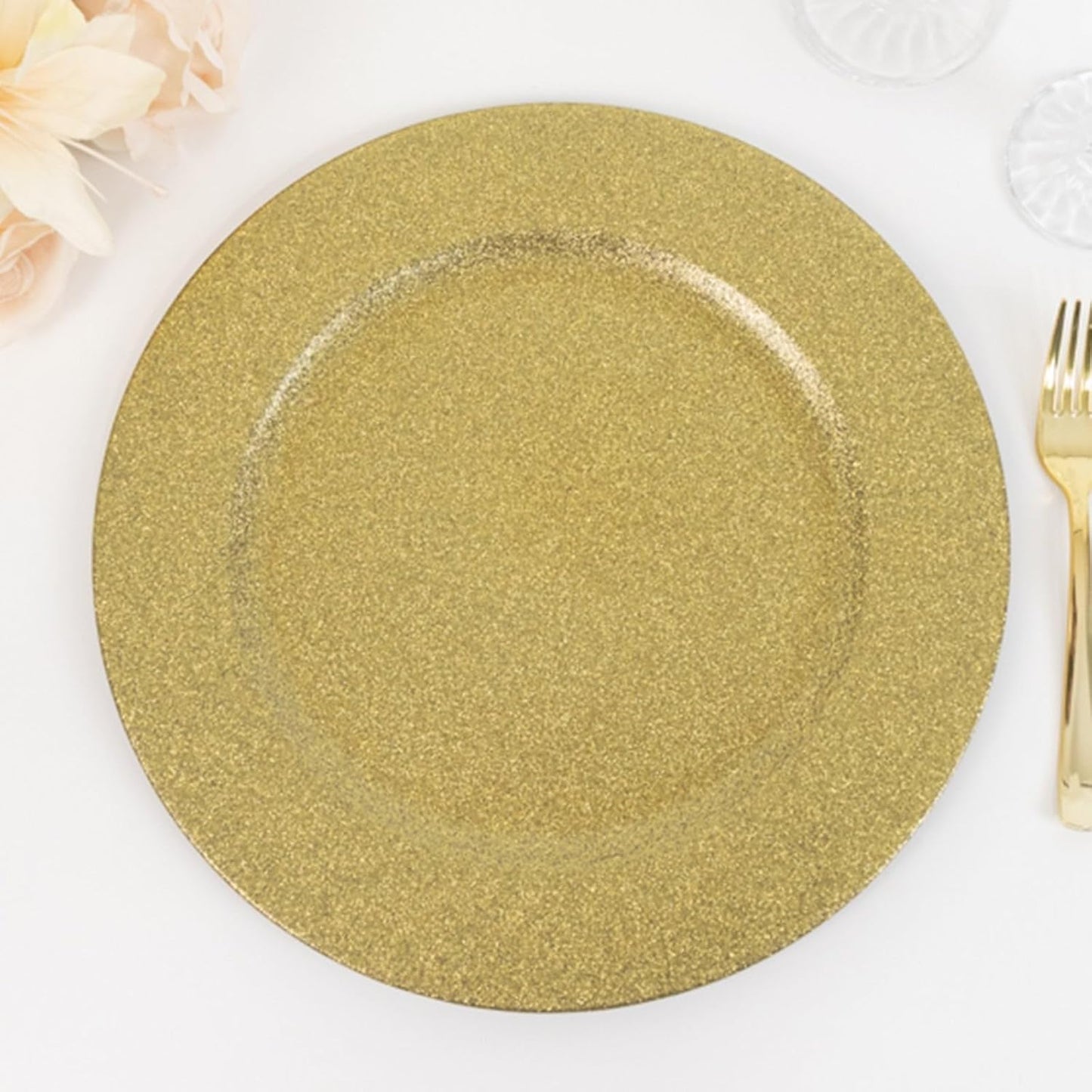 Set of 6 Gold Glitter Charger Plates - Elegant Dining Upgrade