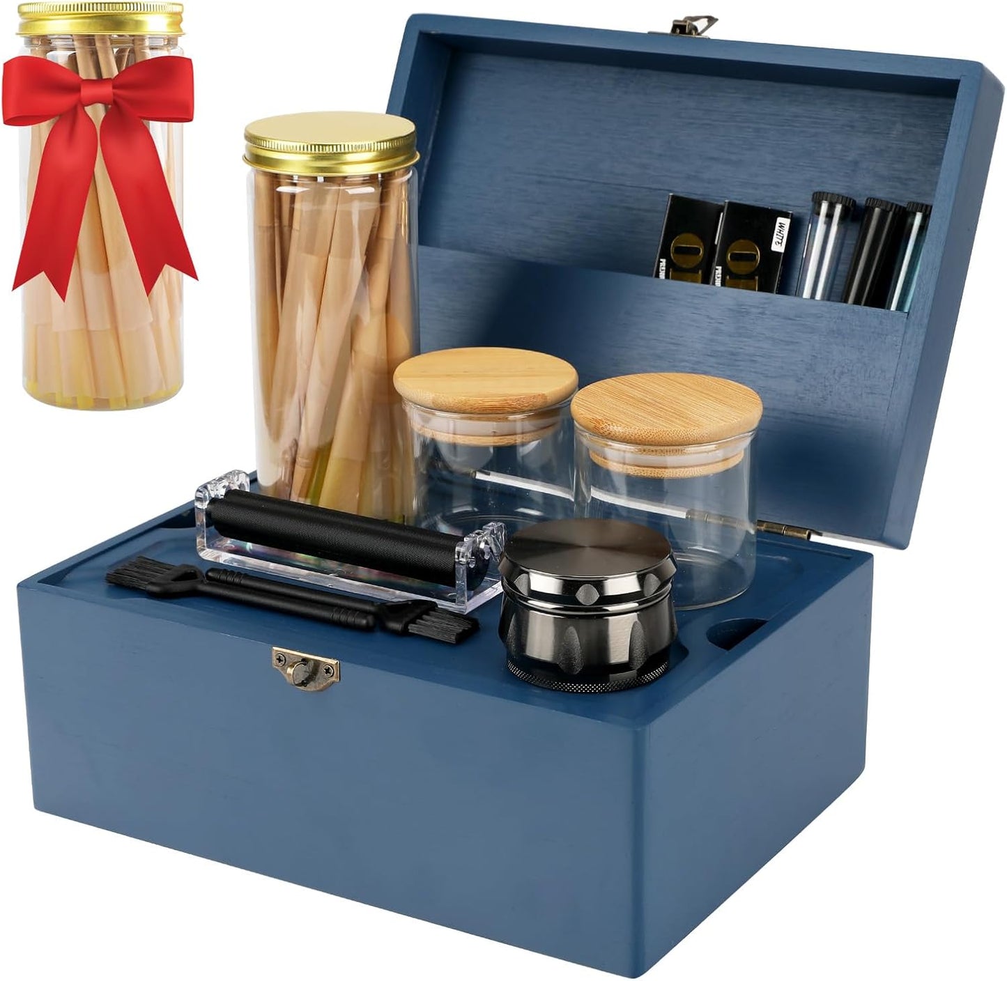 Large Bamboo Storage Box with Removable Tray for Organizing