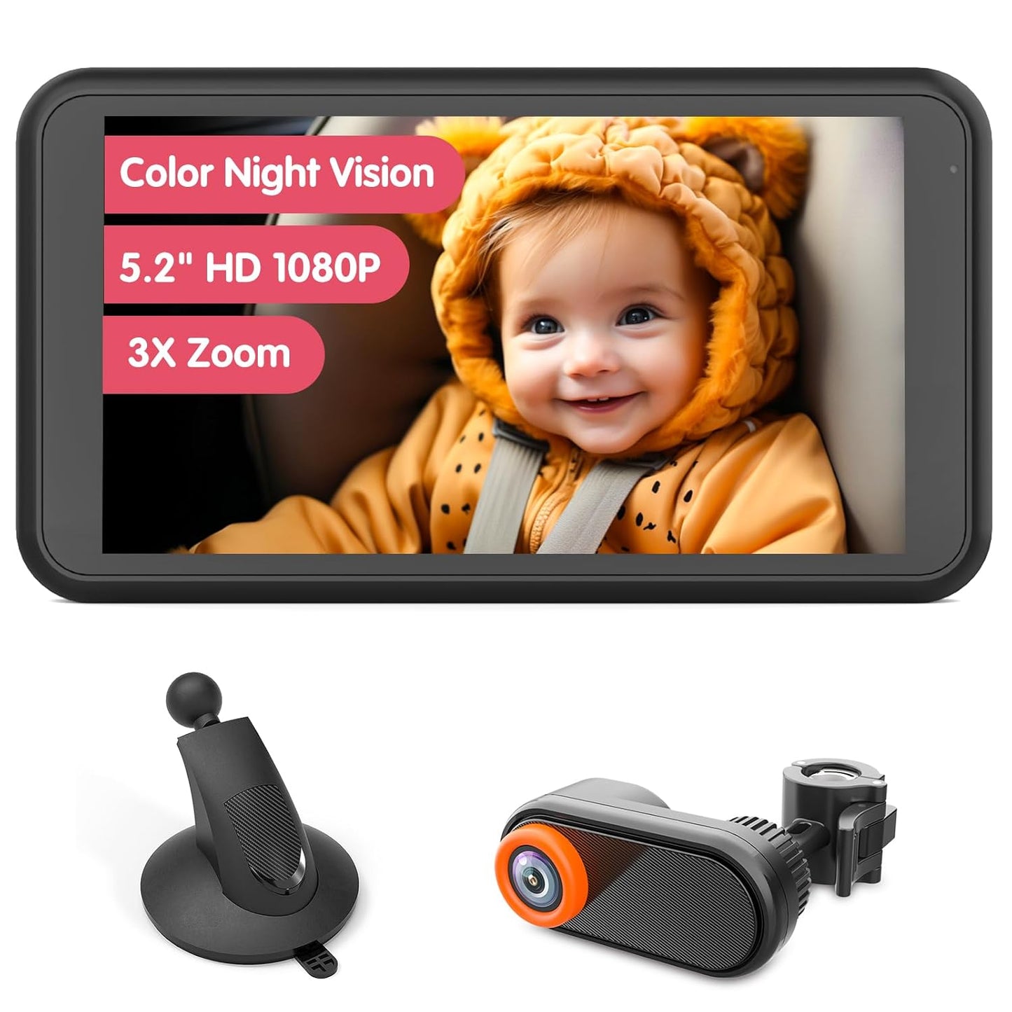 Clear Night Vision Baby Car Camera - 360 Rotation
