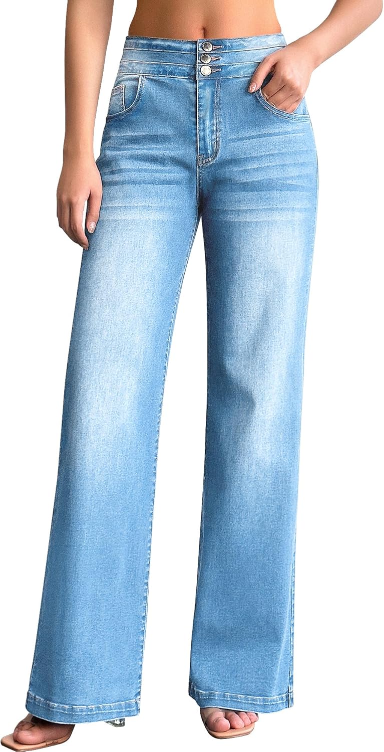 Roswear Women's Wide Leg Jeans for Casual High Waisted Style