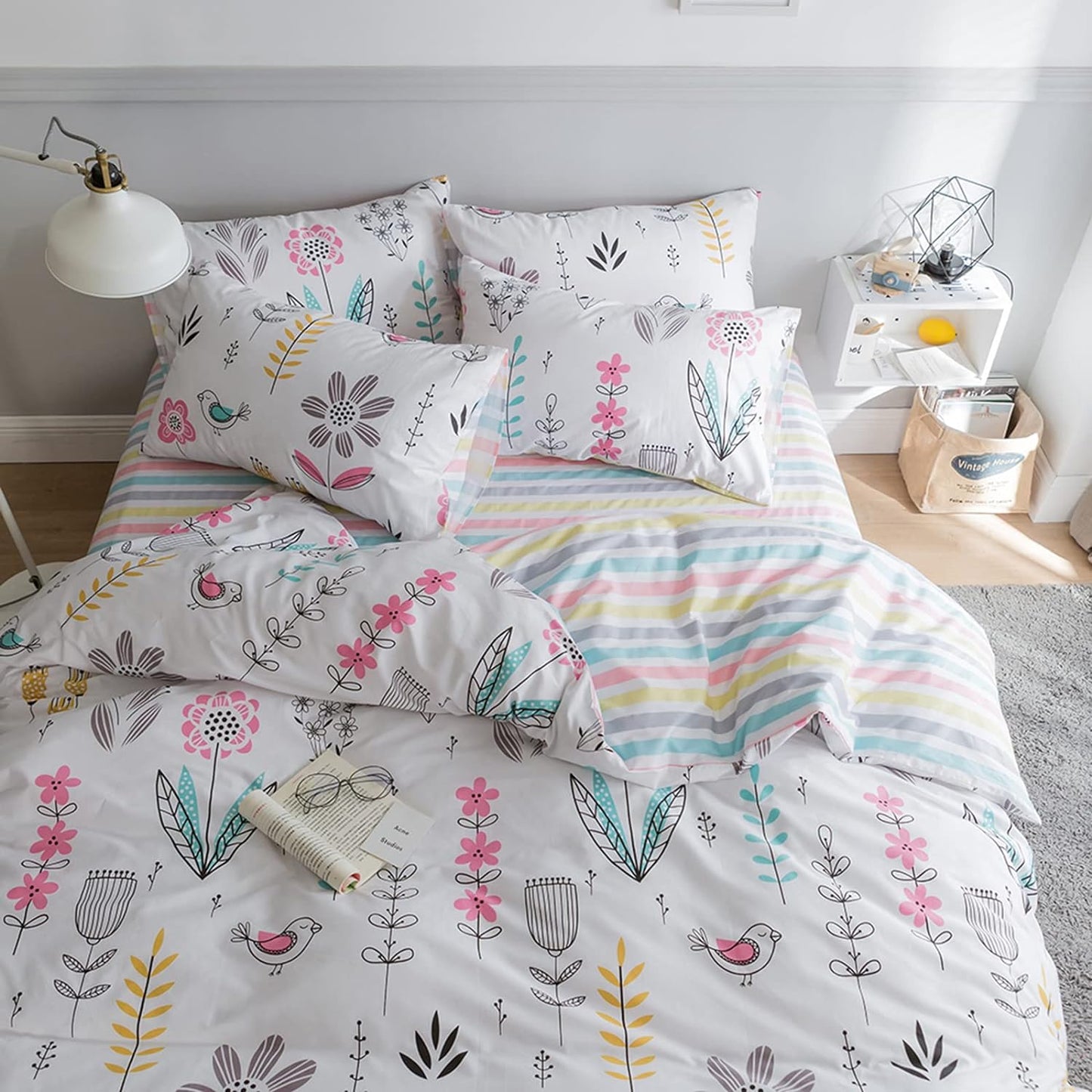 HighBuy Floral Printed Bedding Sets Full Duvet Cover for Girls