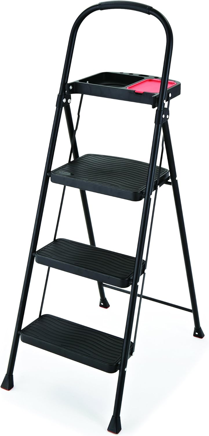 Rubbermaid 3-Step Steel Ladder with Project Tray for Home Use