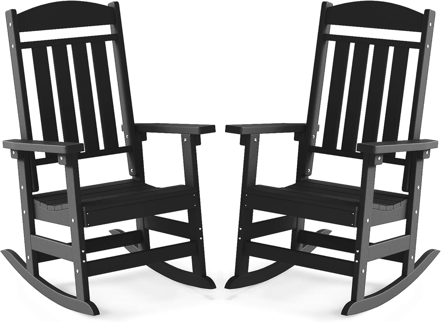 FOOWIN High Back Rocking Chairs - All-Weather Resistant Set of 2