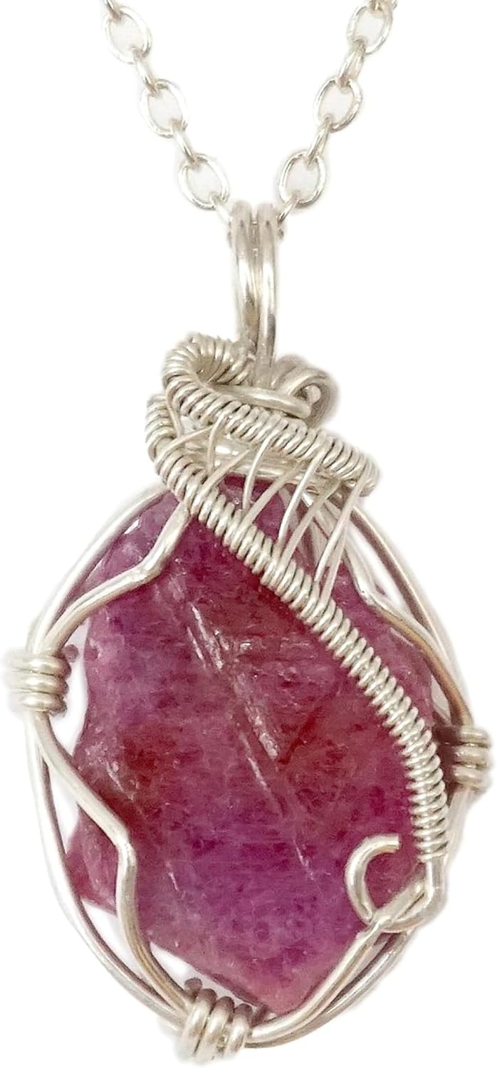 Handcrafted Raw Gemstone Necklace in Sterling Silver Design