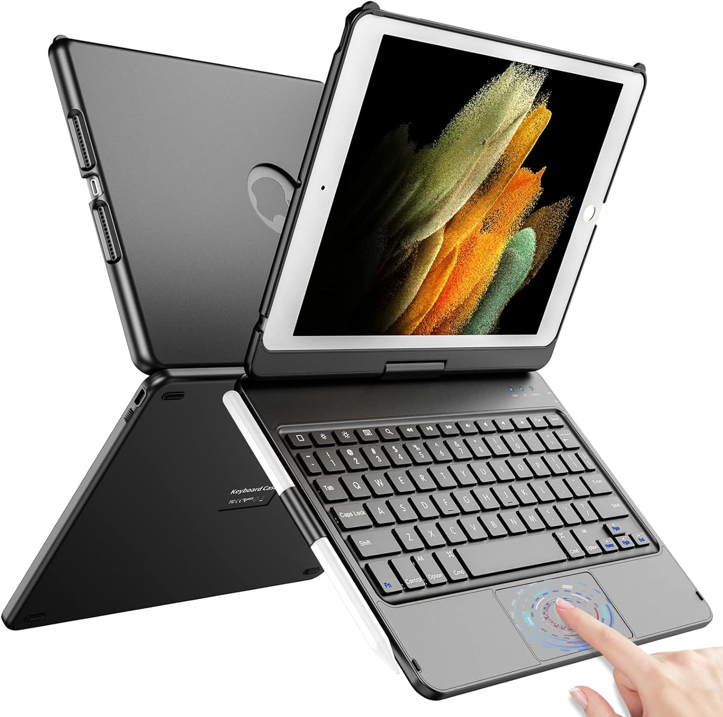 TQQ Touch iPad 9th Gen Case with Keyboard and Trackpad