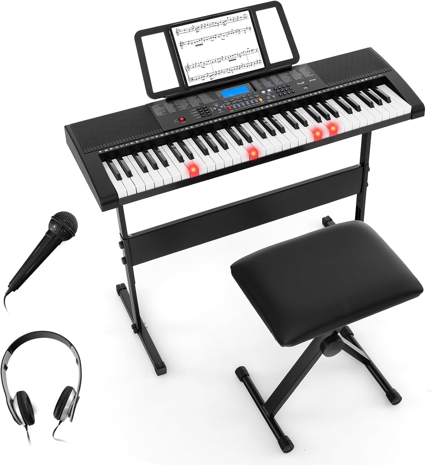 HONEY JOY 61 Key Keyboard Piano with Lighted Keys for Beginners