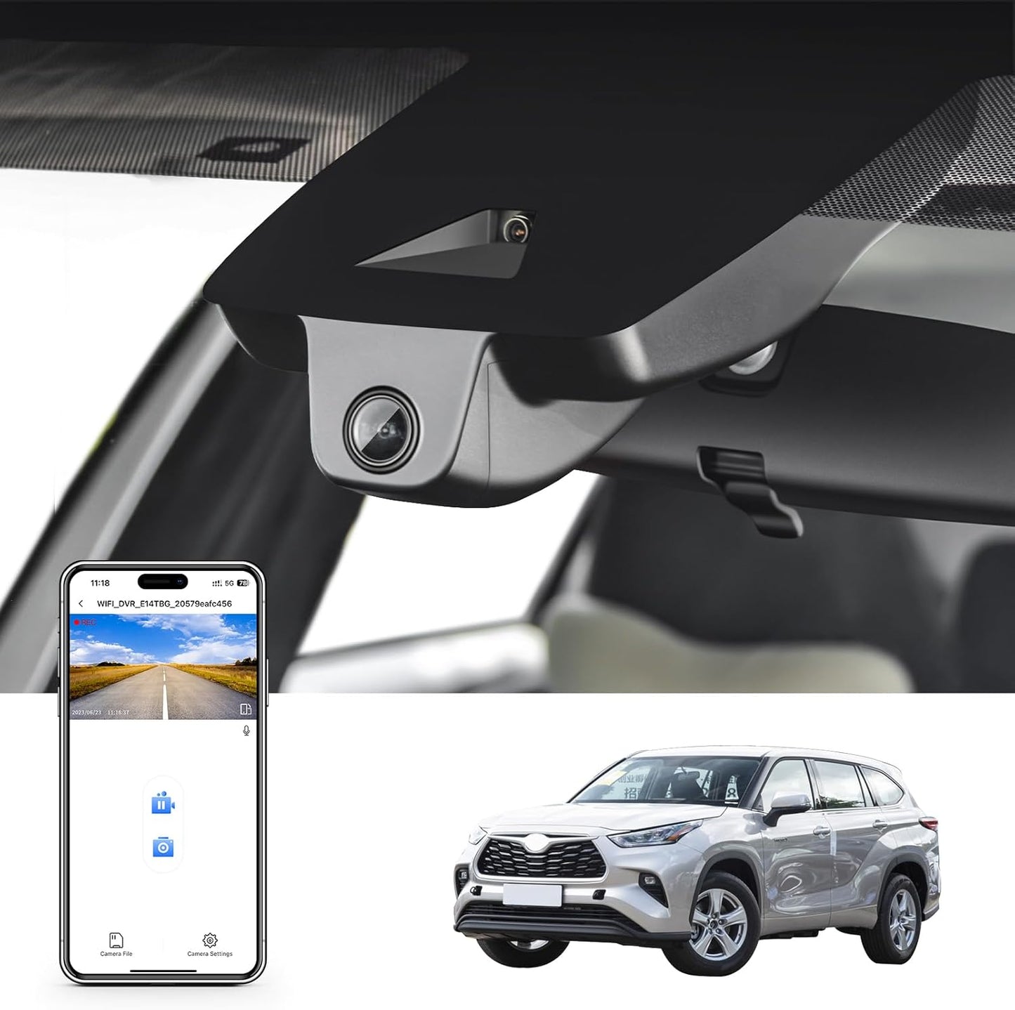4K Dash Cam for Toyota Highlander Gen4 with Integrated OEM Look