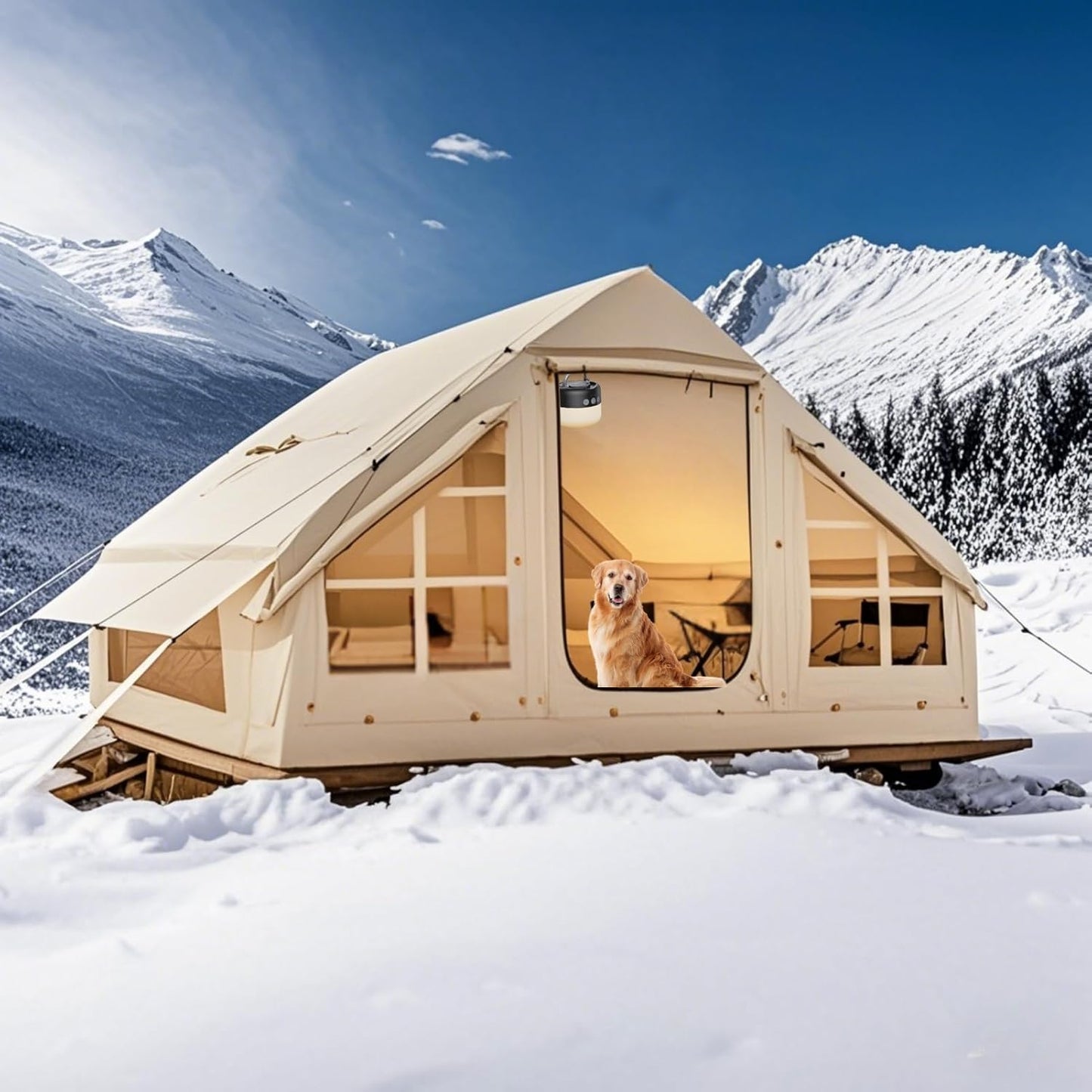 HikerSKY Inflatable Winter Tent: Easy Setup, Stove Jack, Family Glamping, 4 Season, Pre-Order Now!