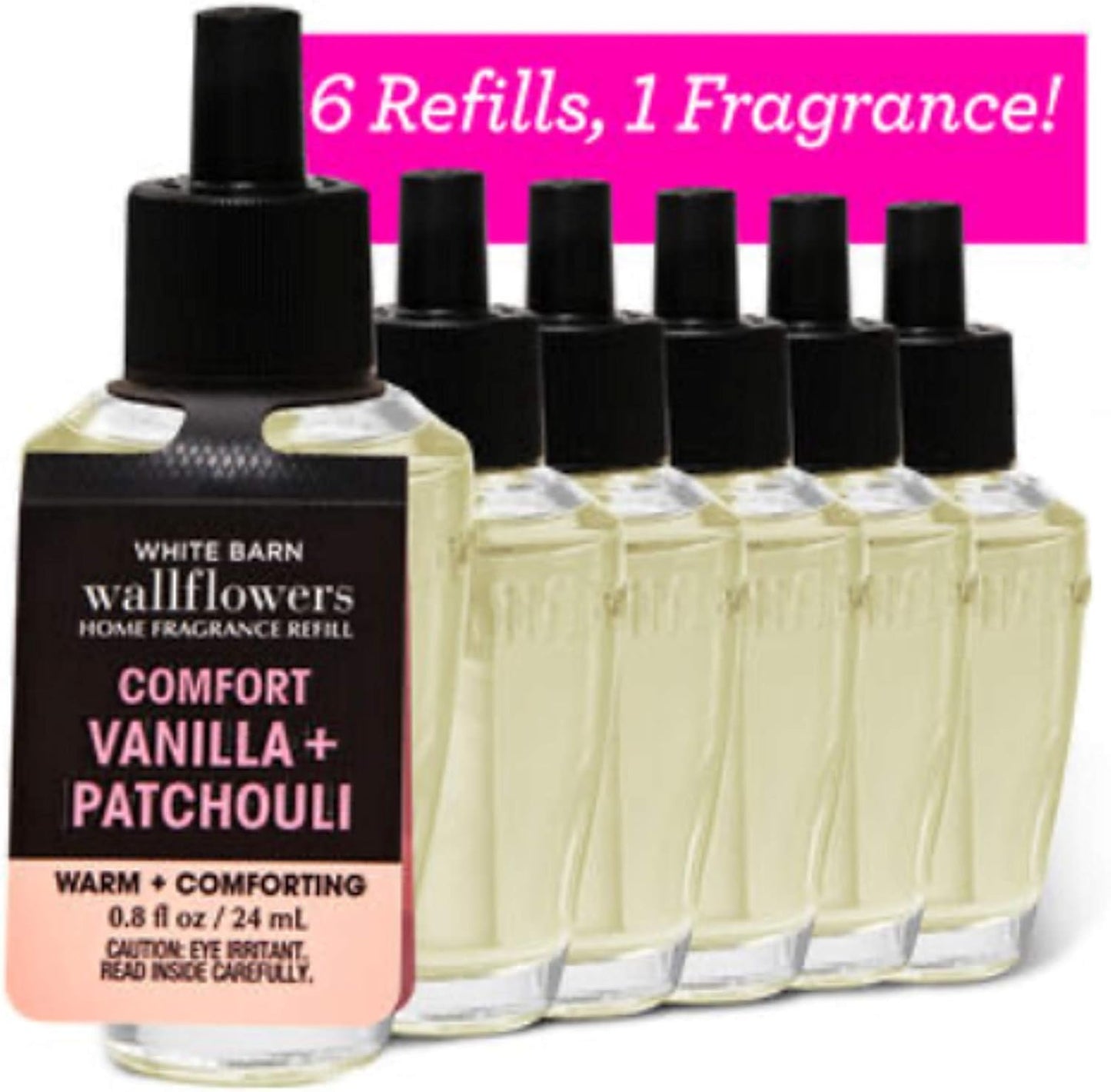 6 Pack Aromatherapy Vanilla Patchouli Wallflowers Refill for Home