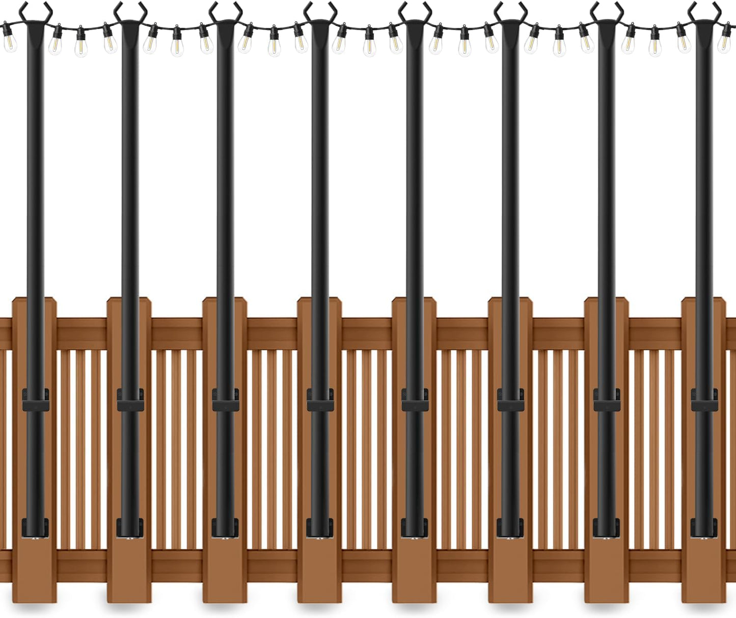 5 Ft String Light Poles for Outdoor Use - 8 Pack Set