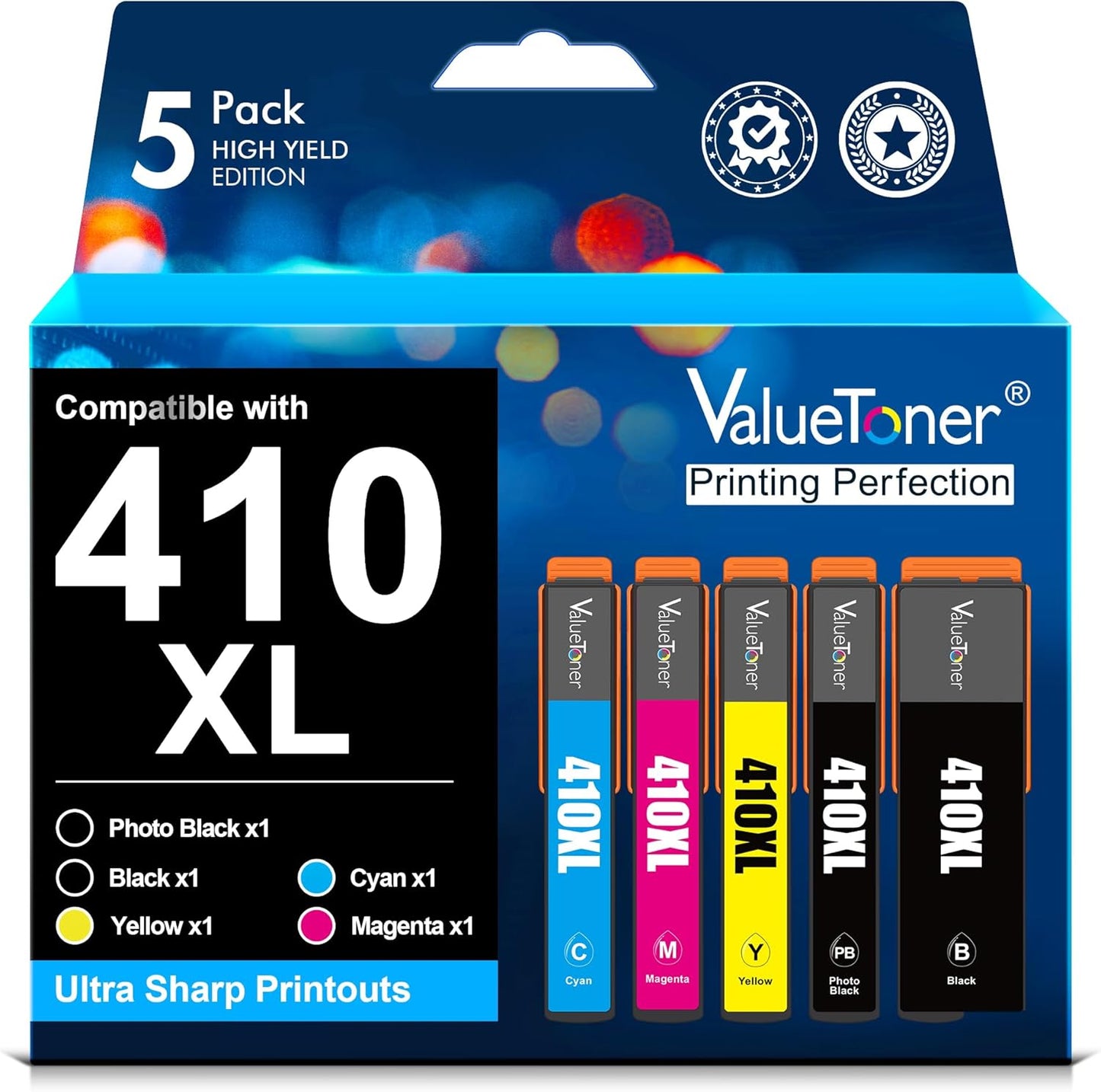 Valuetoner 5-Pack Reman Epson 410XL Ink Set