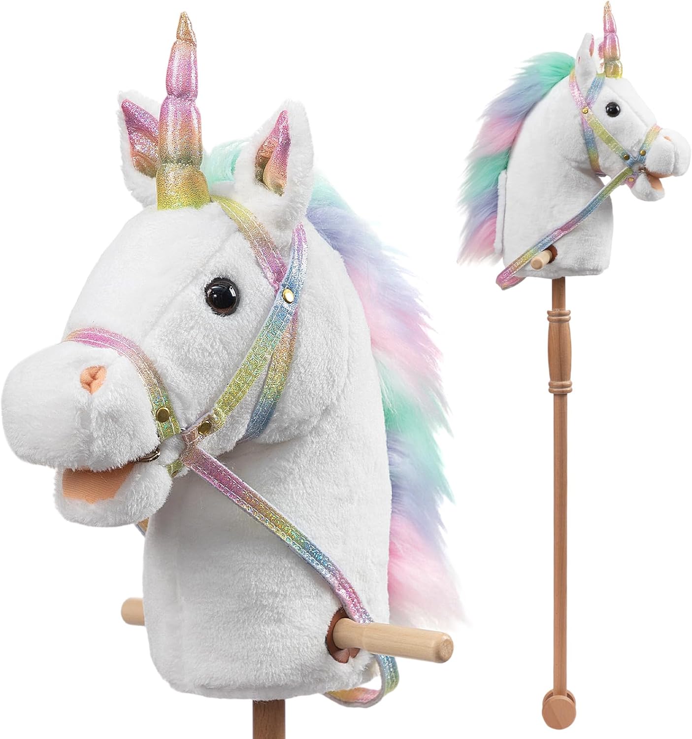 HollyHOME Unicorn Stick Horse with Real Pony Sounds for Kids