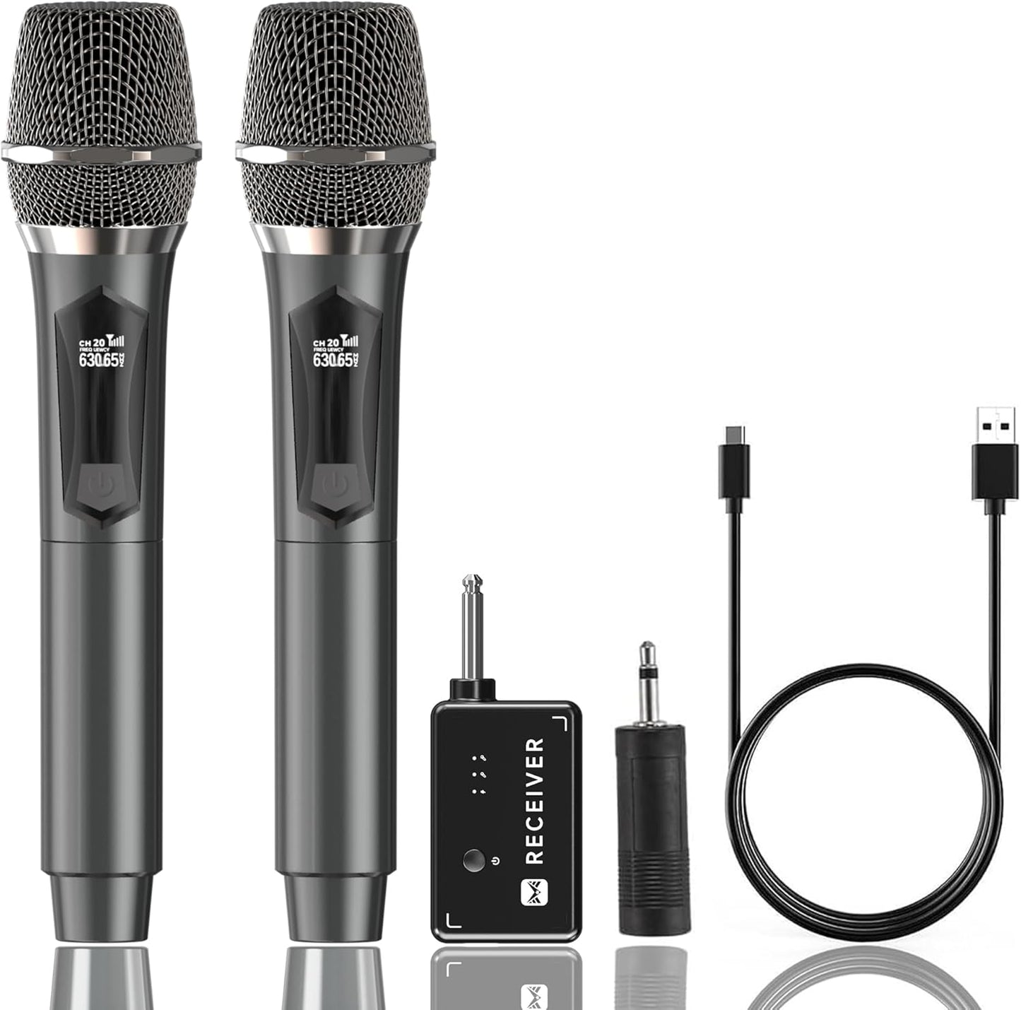 Long-lasting Wireless Karaoke Mic Set - 50H Duration, 200ft Range