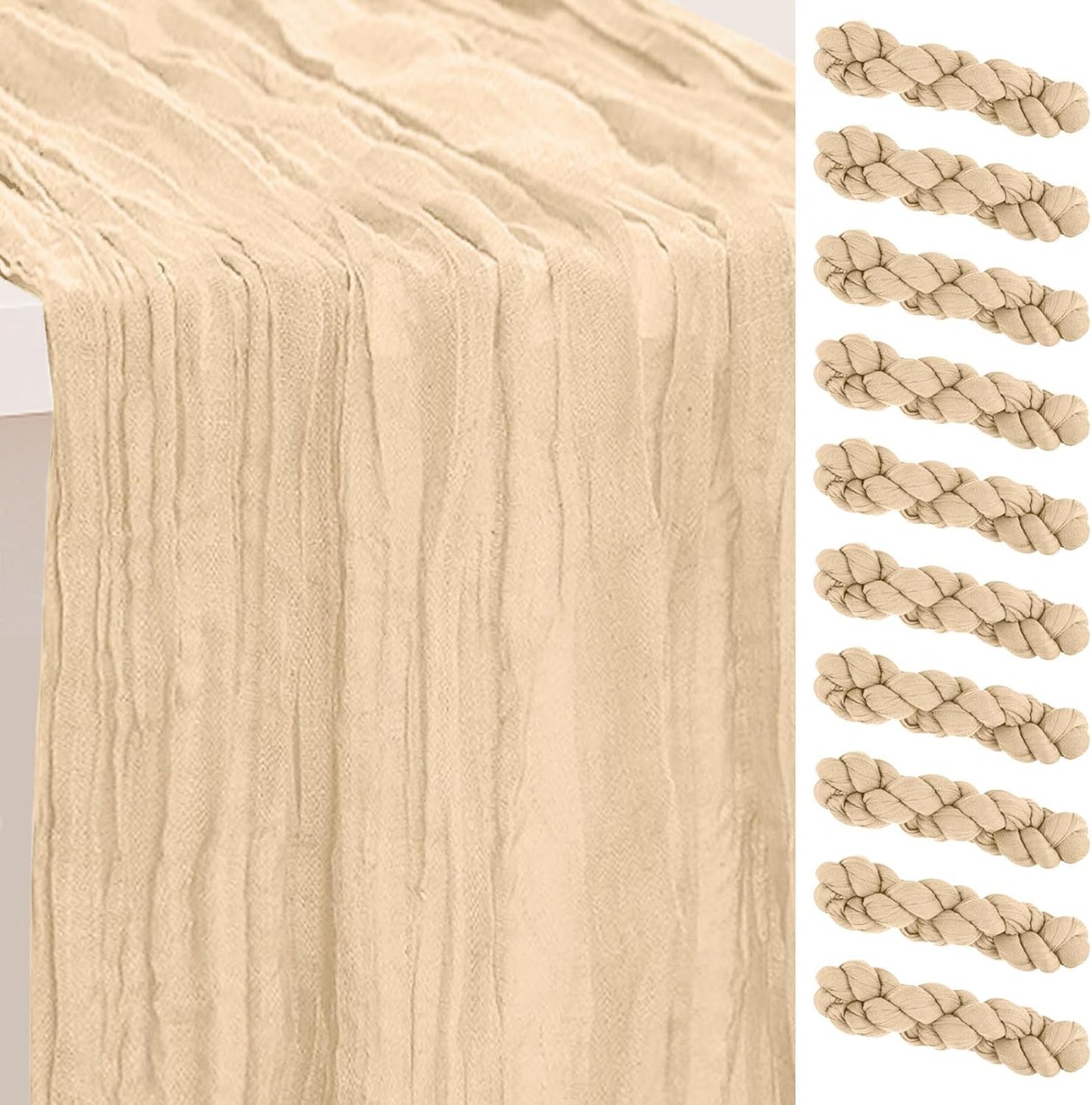 10 Pack Nude Cheesecloth Table Runner for Elegant Events