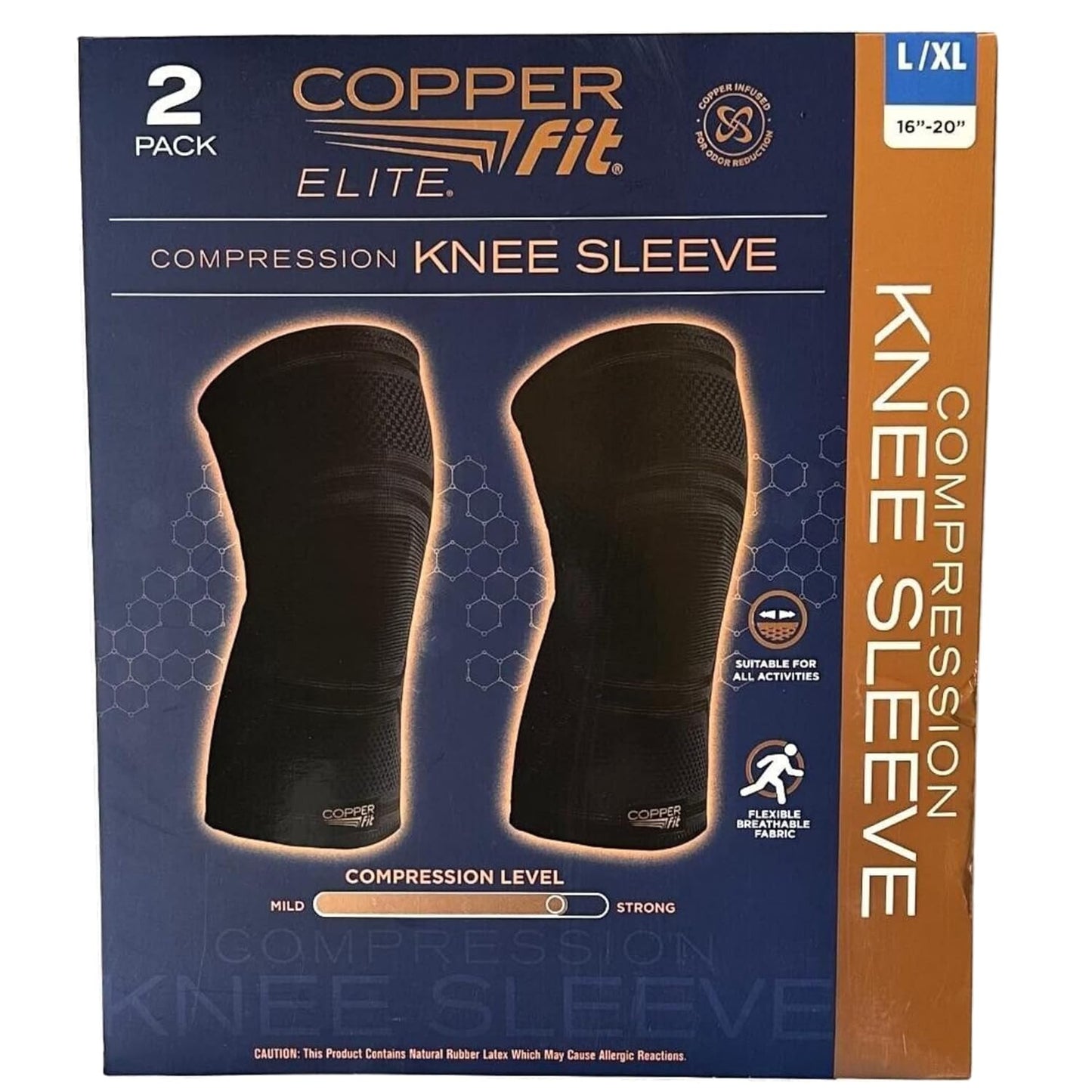 Copper Fit Elite Knee Compression Sleeve 2-Pack for Comfort