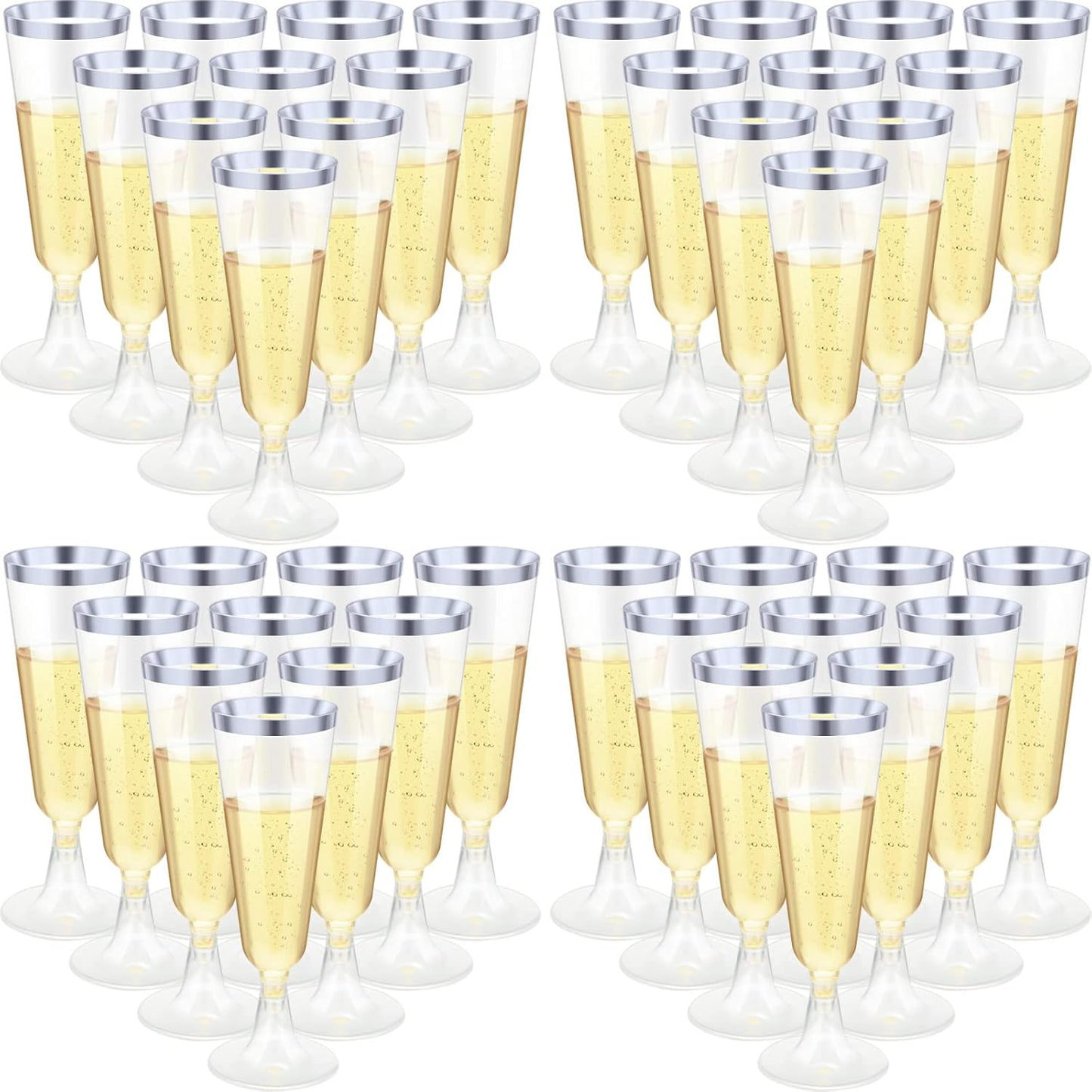 Chengu 150 Pcs Plastic Champagne Flutes for Celebrations