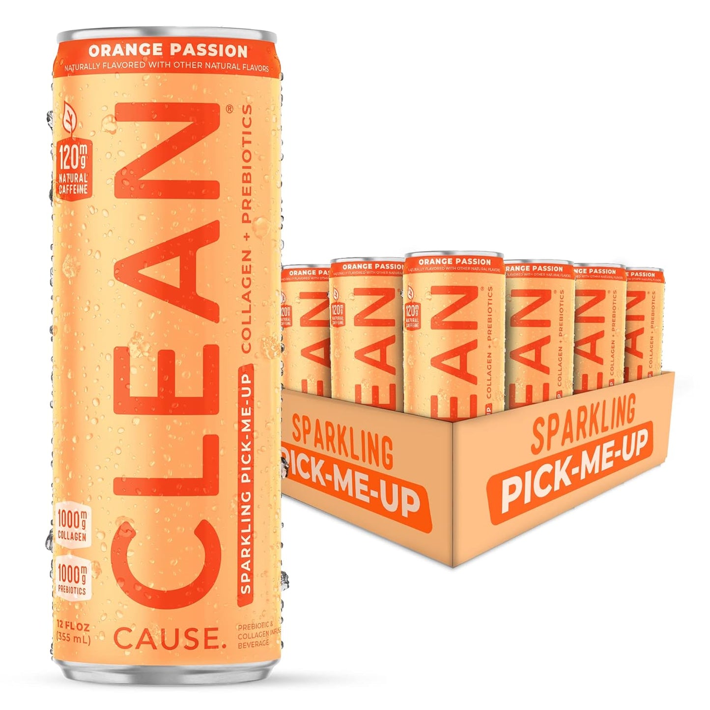 CLEAN Cause Orange Passion Sparkling Pick-Me-Up with Prebiotics