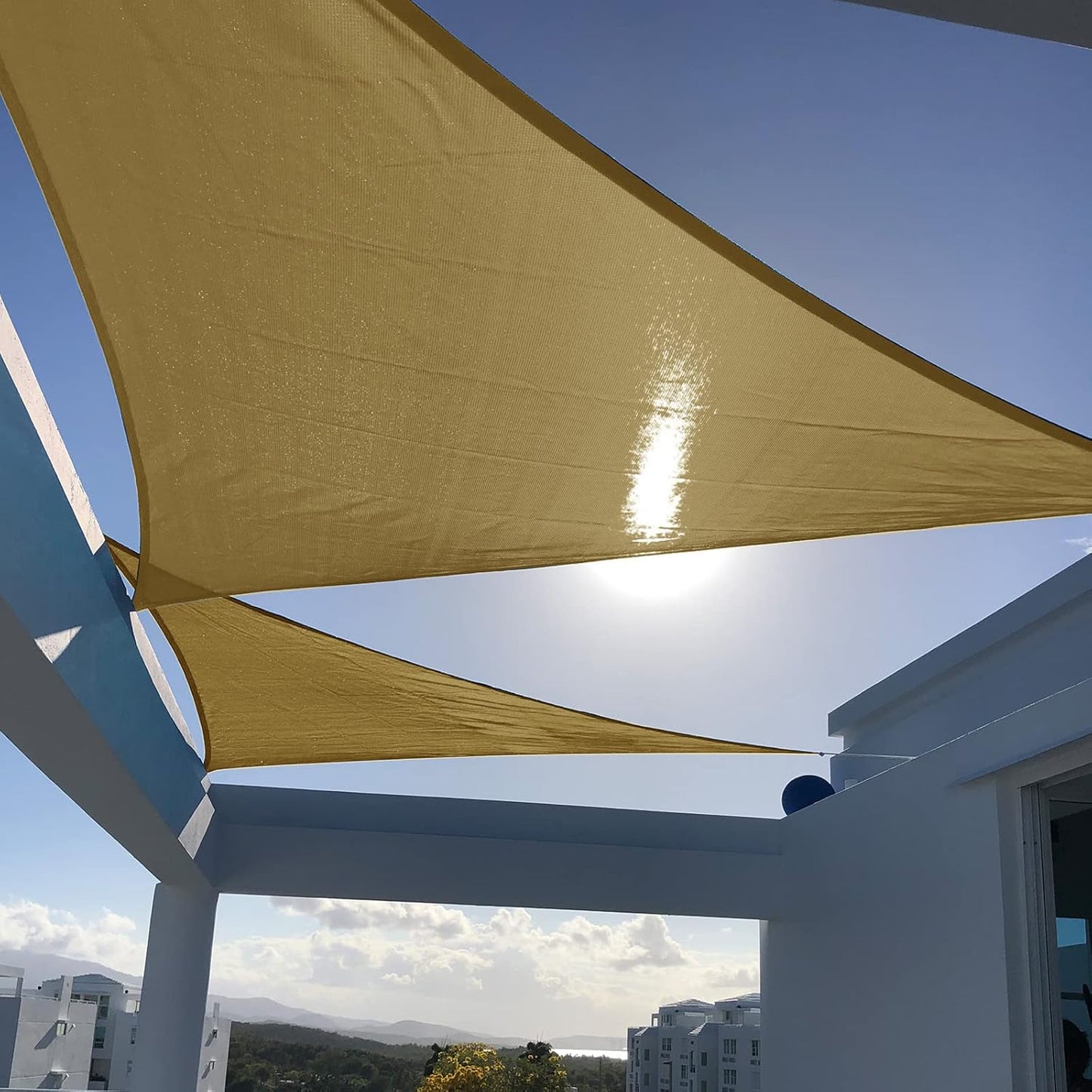 Custom Size 14ftx14ftx14ft Triangle Sun Shade Sail for Outdoor Use