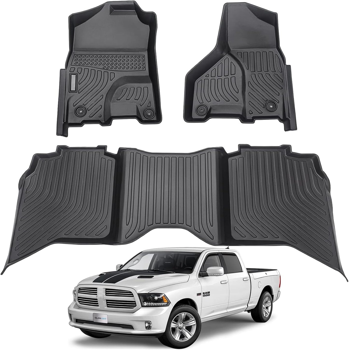All Weather Car Floor Mats for Dodge RAM 1500 2500 3500 Crew Cab