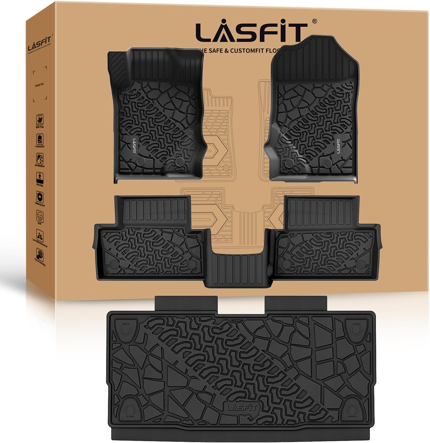 Custom Fit LASFIT Floor Mats for Ford Bronco 2-Door 2021-2025