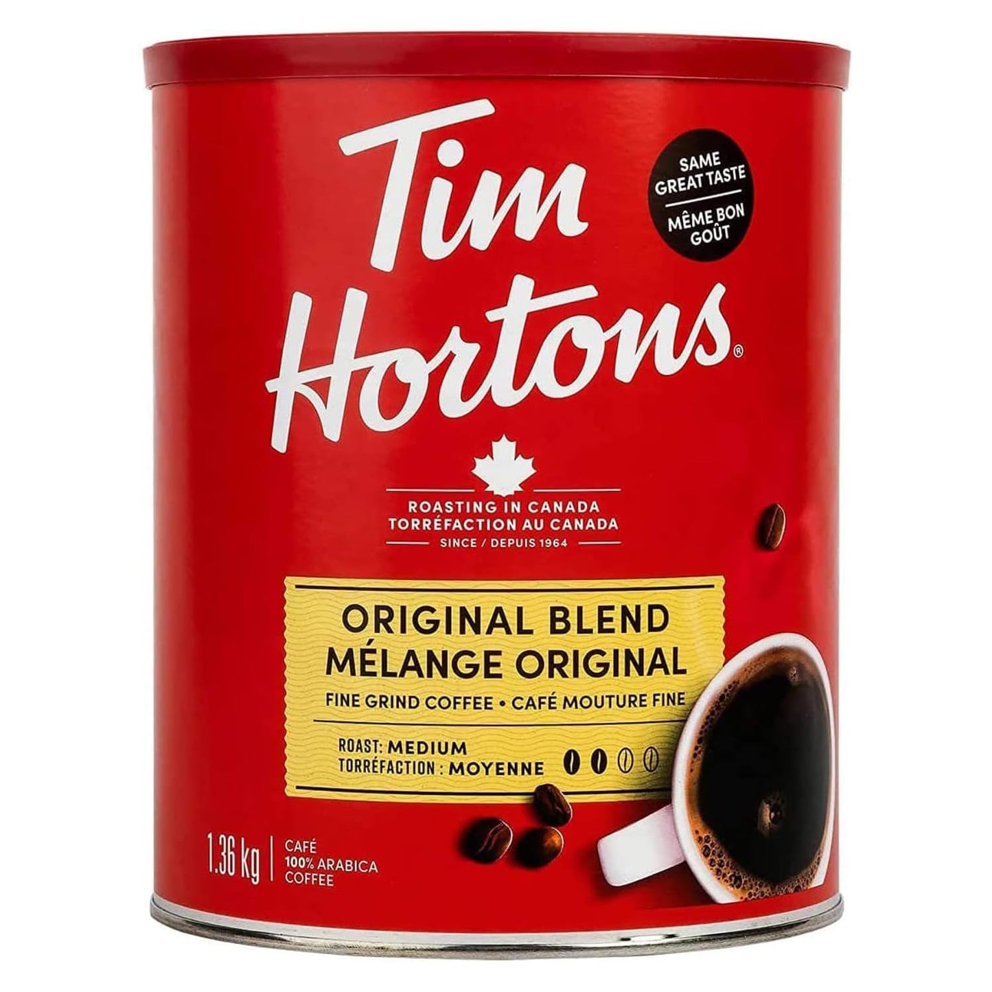 Tim Hortons 100% Arabica Medium Roast Coffee, Imported from Canada