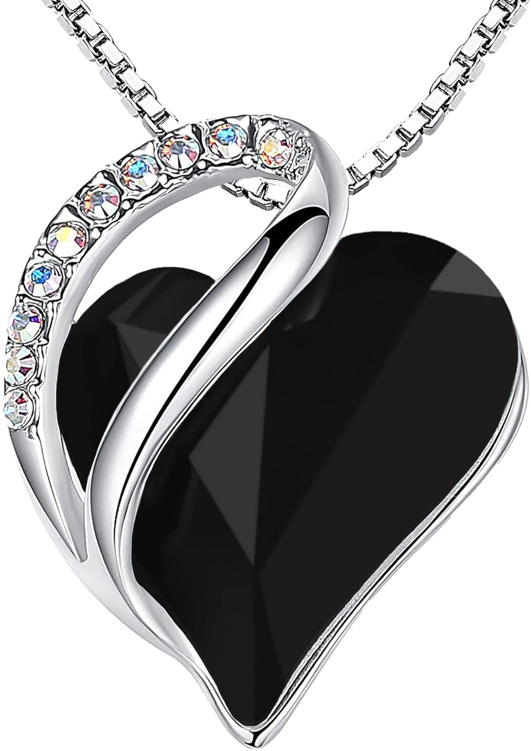 Infinity Love Birthstone Heart Crystal Pendant Necklace for Women