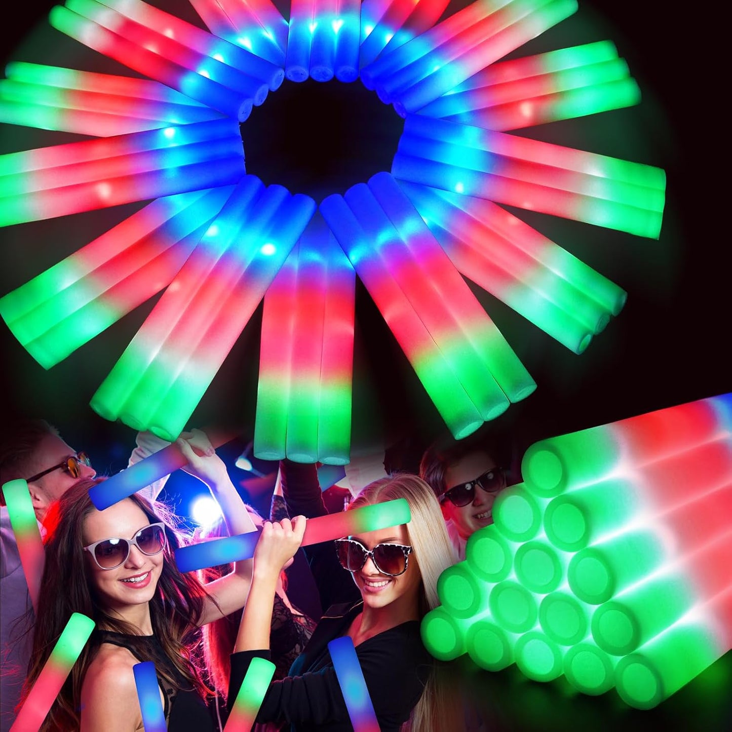 120 PCS Foam Glow Sticks for Colorful Flashing Party Fun