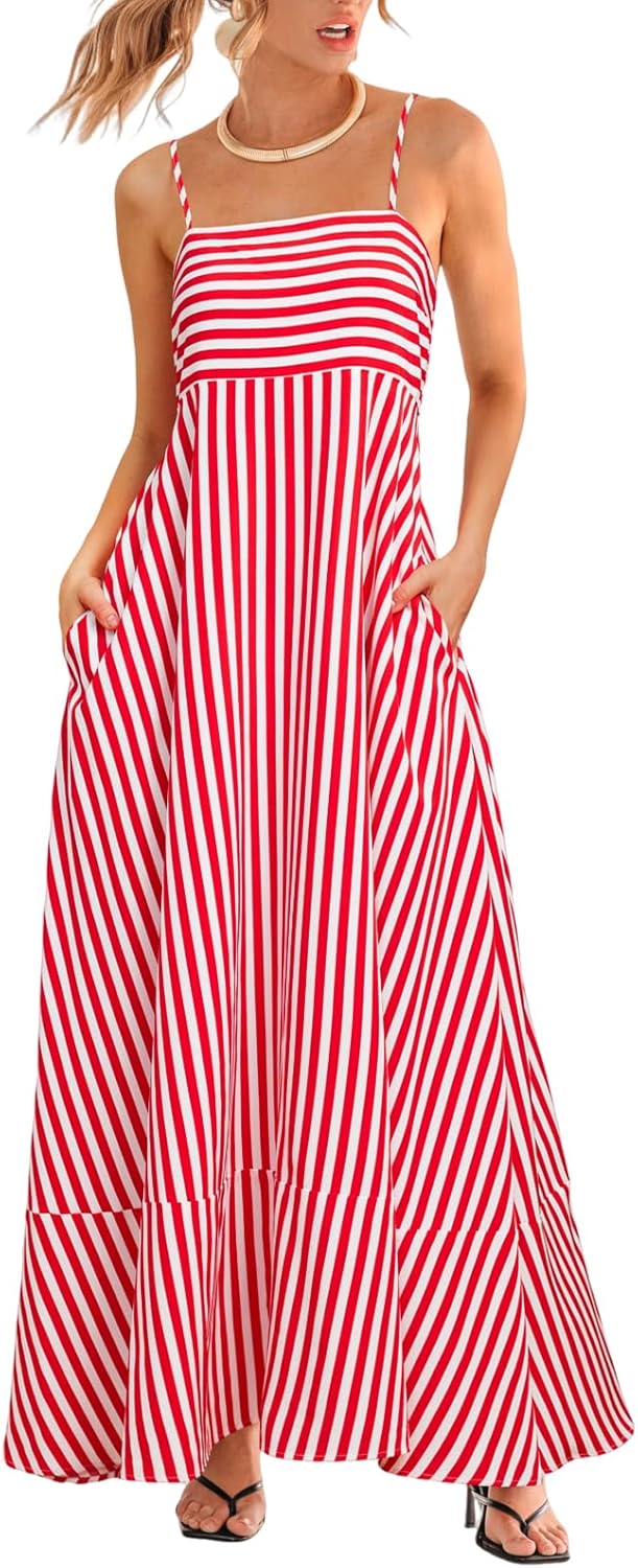 CUPSHE Womens Summer Maxi Dress with Pockets for Beach Fun