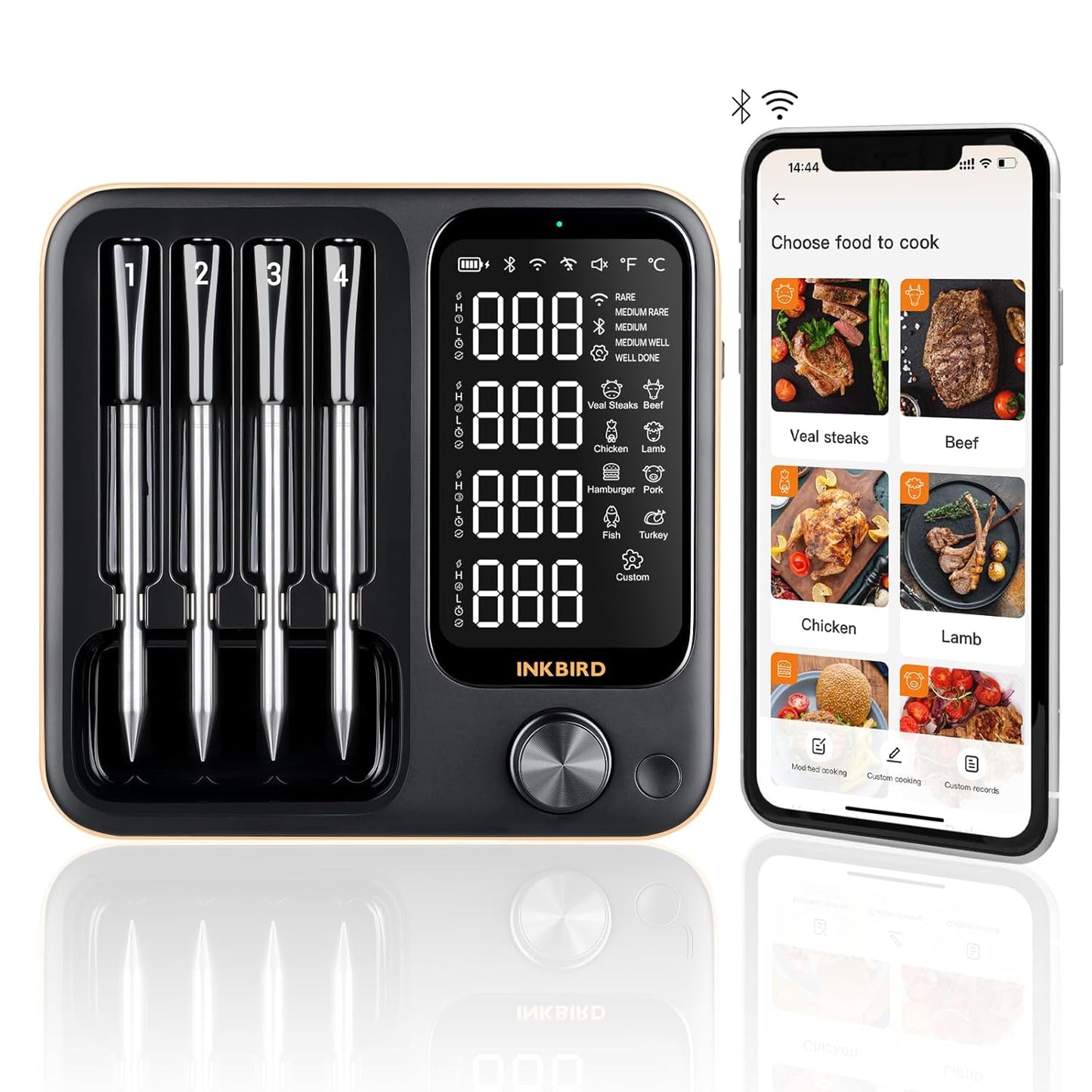 Inkbird Wireless Meat Thermometer: 4 Probes, Unlimited Range